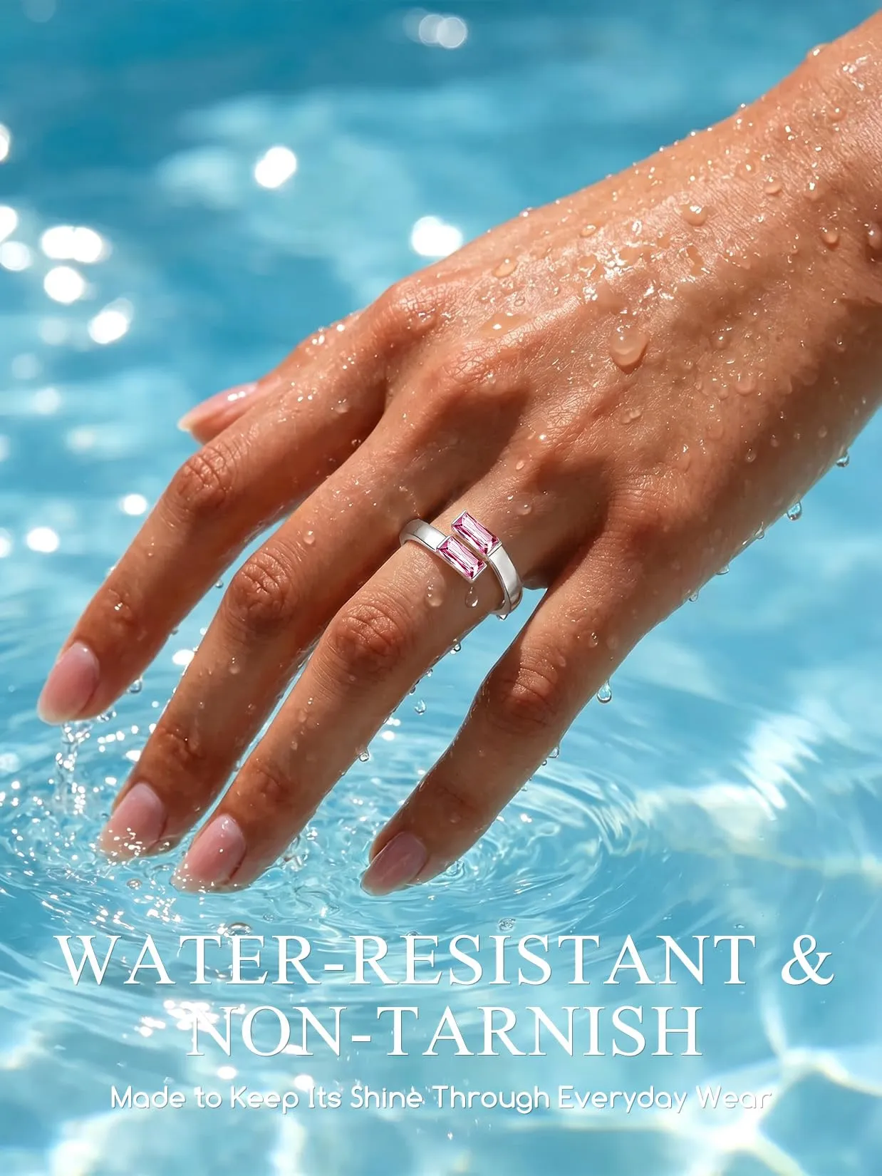 Suplight Anello Donna Argento Regolabile Rettangolare Pietre Portafortuna - immagine 6