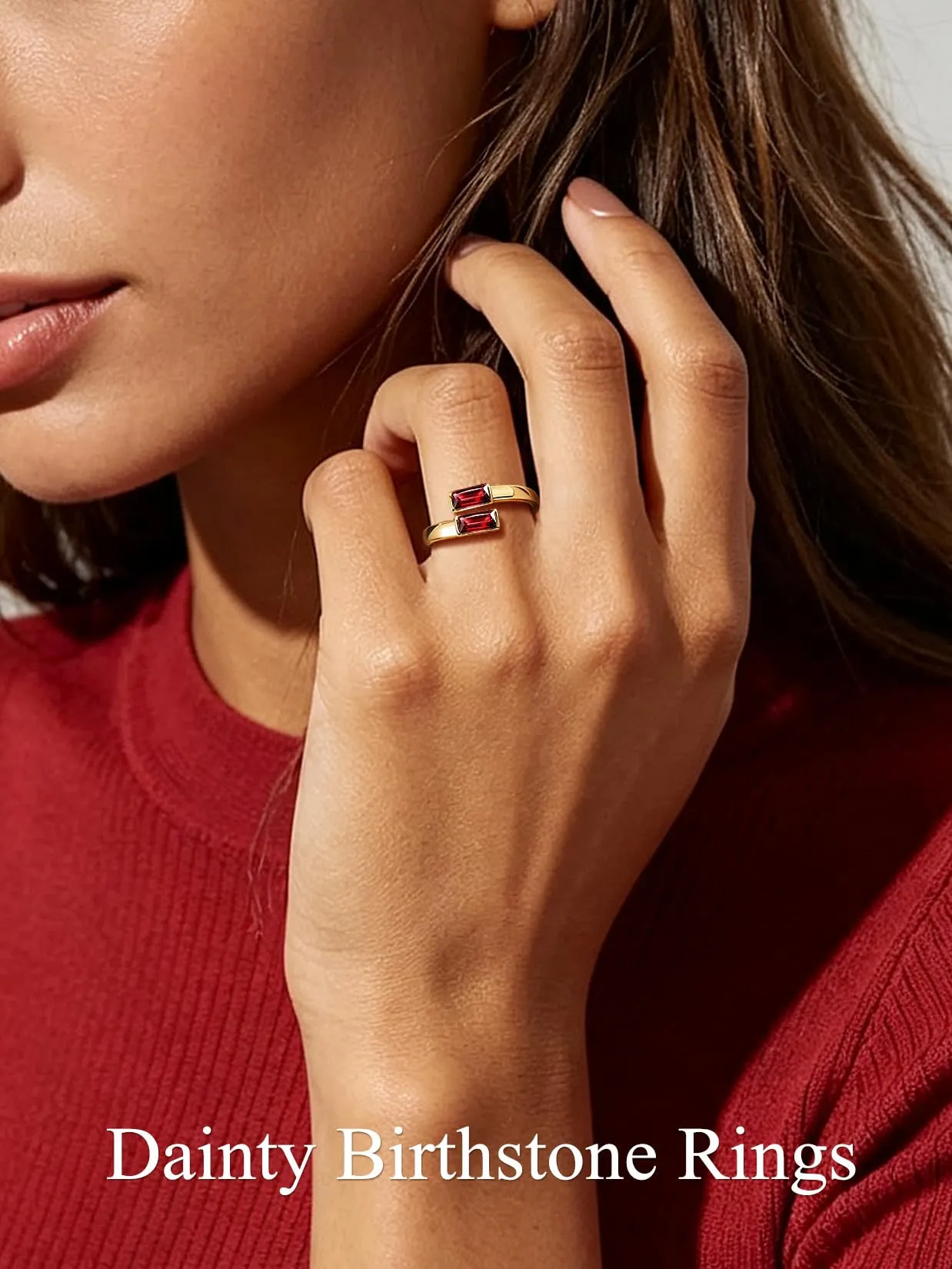 Suplight Anello Donna Oro Regolabile Rettangolare Pietre Portafortuna - immagine 2
