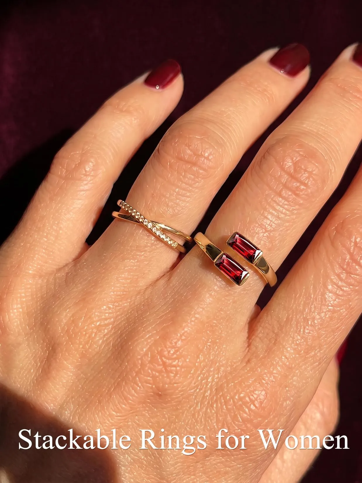 Suplight Anello Donna Oro Regolabile Rettangolare Pietre Portafortuna - immagine 3