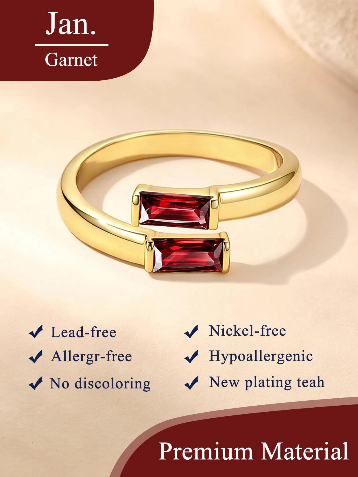 Suplight Anello Donna Oro Regolabile Rettangolare Pietre Portafortuna - immagine 4