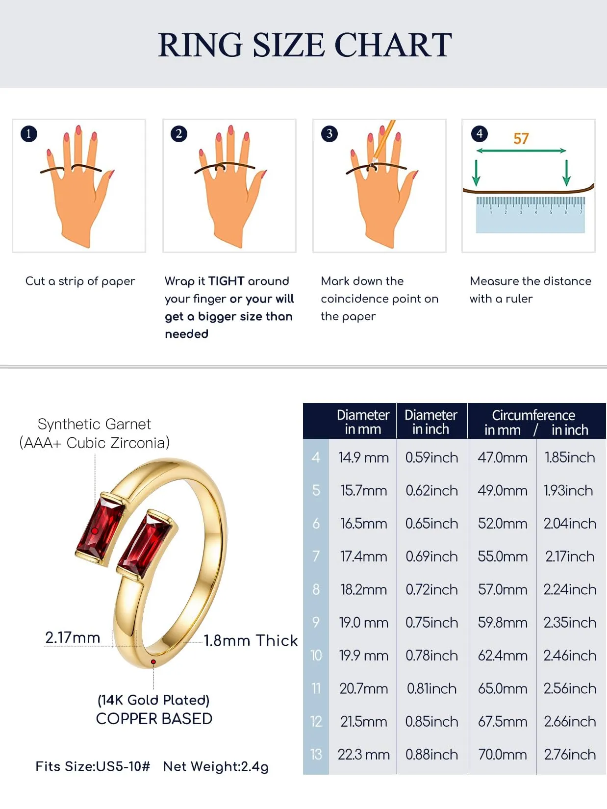 Suplight Anello Donna Oro Regolabile Rettangolare Pietre Portafortuna - immagine 5