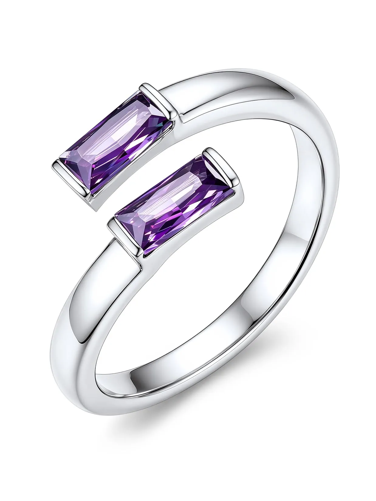 Suplight Anello Donna Argento Regolabile Rettangolare Pietre Portafortuna - immagine 1