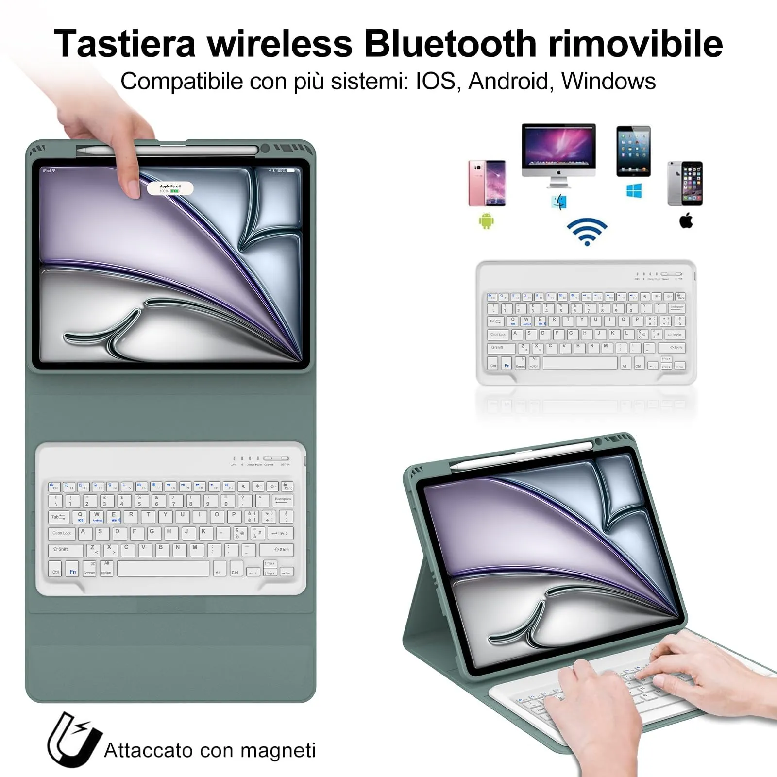 Tastiera Cover per iPad Air 13 M4 2026/M3/M2 13 Pollici/Pro 12.9 6-3 Gen - immagine 3