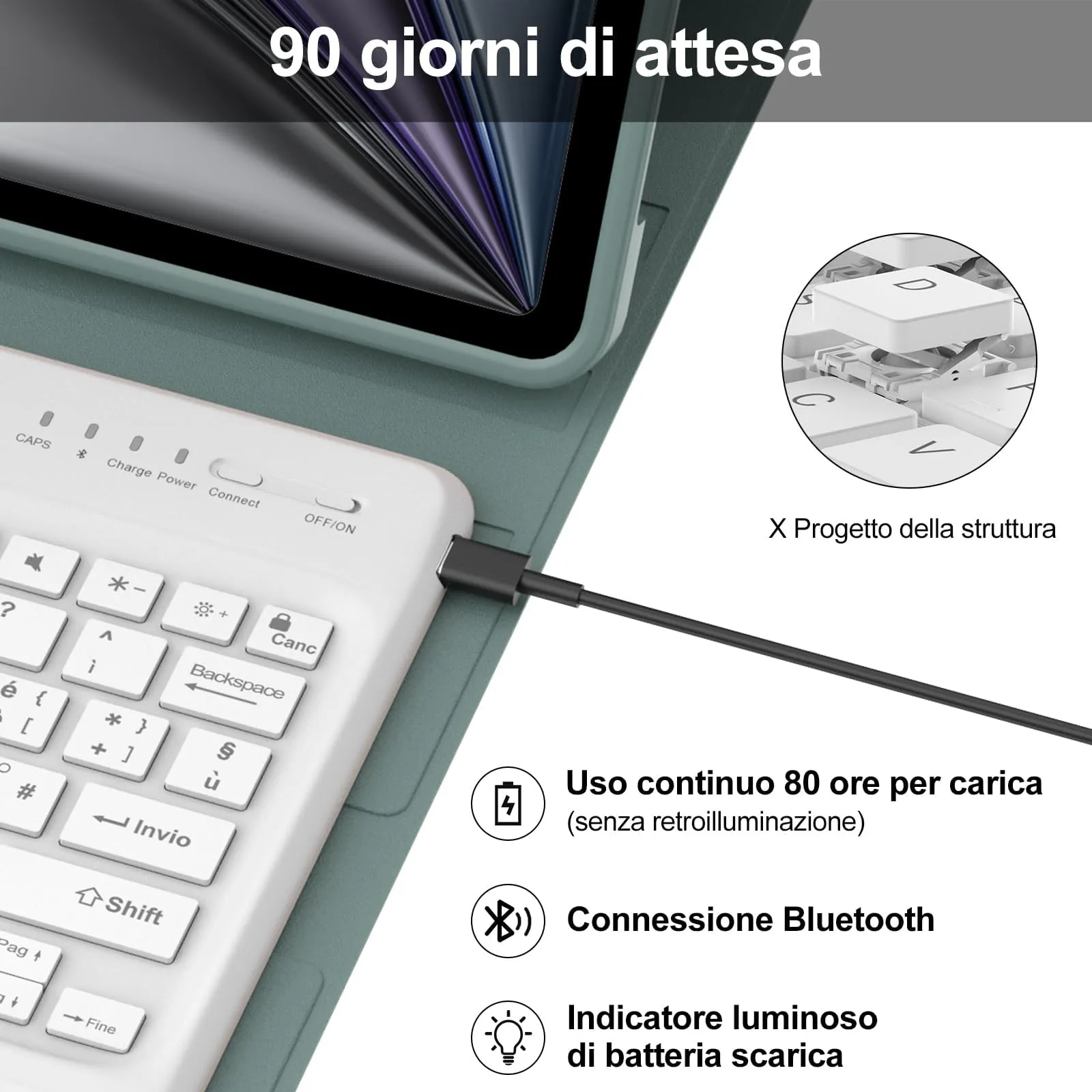 Tastiera Cover per iPad Air 13 M4 2026/M3/M2 13 Pollici/Pro 12.9 6-3 Gen - immagine 4