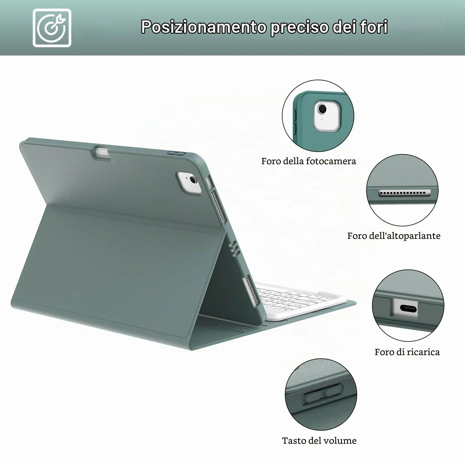 Tastiera Cover per iPad Air 13 M4 2026/M3/M2 13 Pollici/Pro 12.9 6-3 Gen - immagine 7
