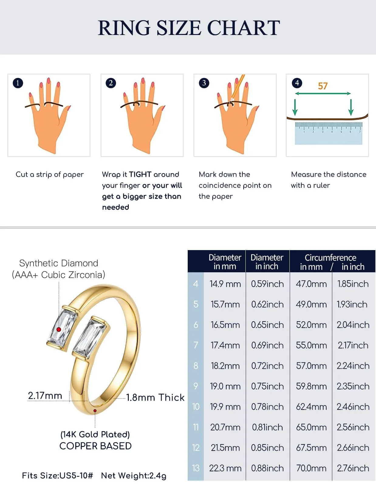 Suplight Anello Donna Oro Regolabile Rettangolare Pietre Portafortuna - immagine 5