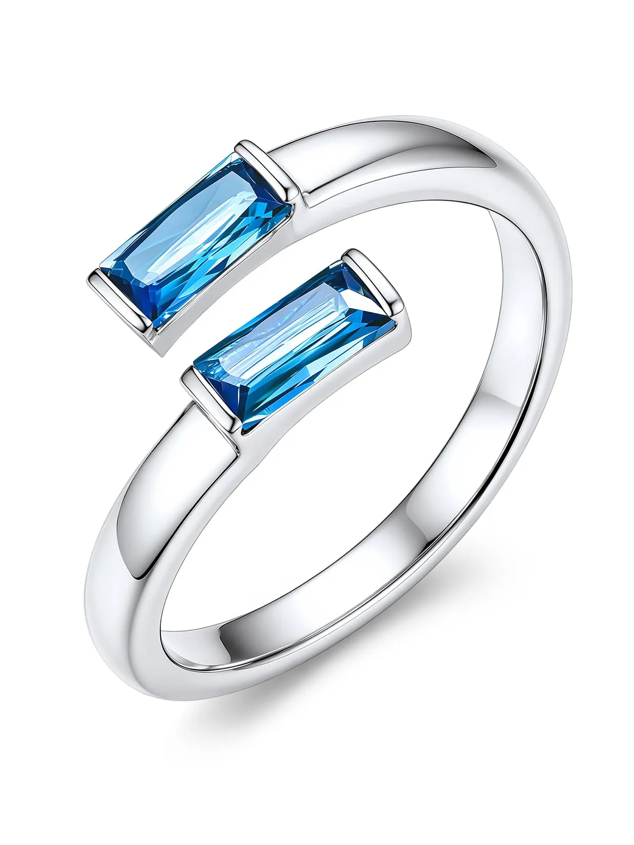 Suplight Anello Donna Argento Regolabile Rettangolare Pietre Portafortuna - immagine 1