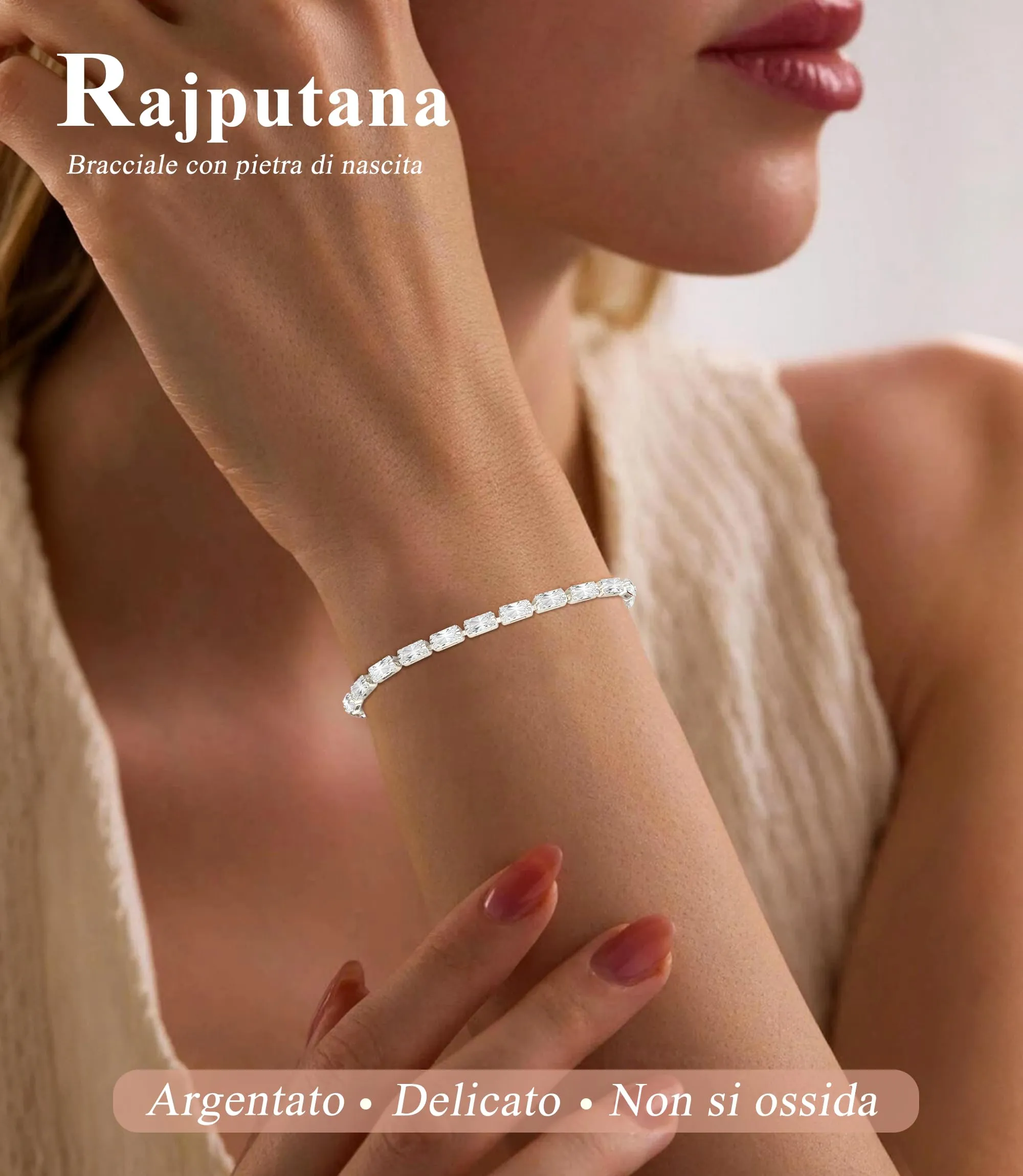 Rajputana Bracciale Da Donna In Argento Sterling 925 Bracciale Tennis Jewellery Regalo Di Compleanno Natale Per Lei Donne Silver Bracelet Fidanzate - immagine 3
