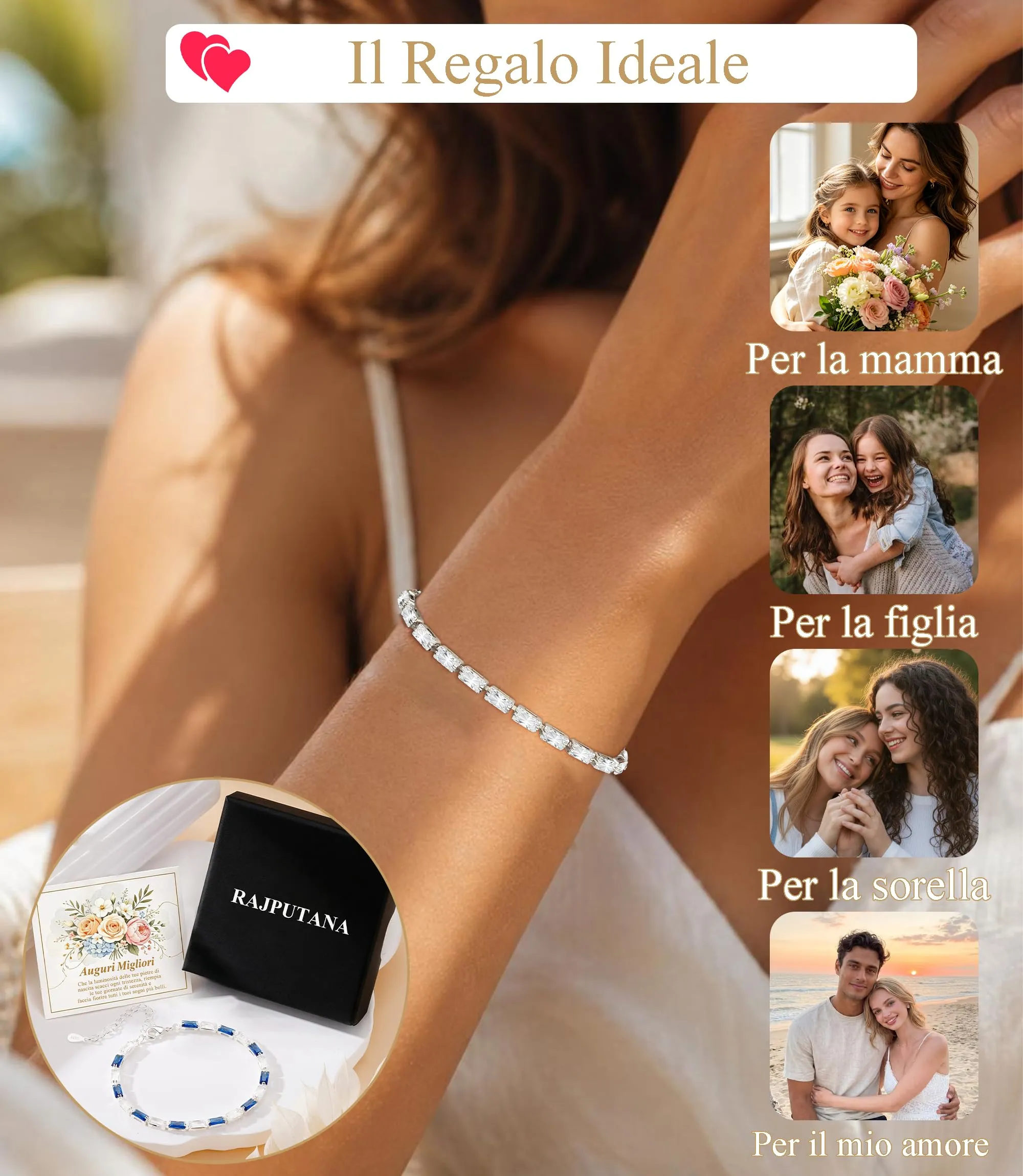 Rajputana Bracciale Da Donna In Argento Sterling 925 Bracciale Tennis Jewellery Regalo Di Compleanno Natale Per Lei Donne Silver Bracelet Fidanzate - immagine 6