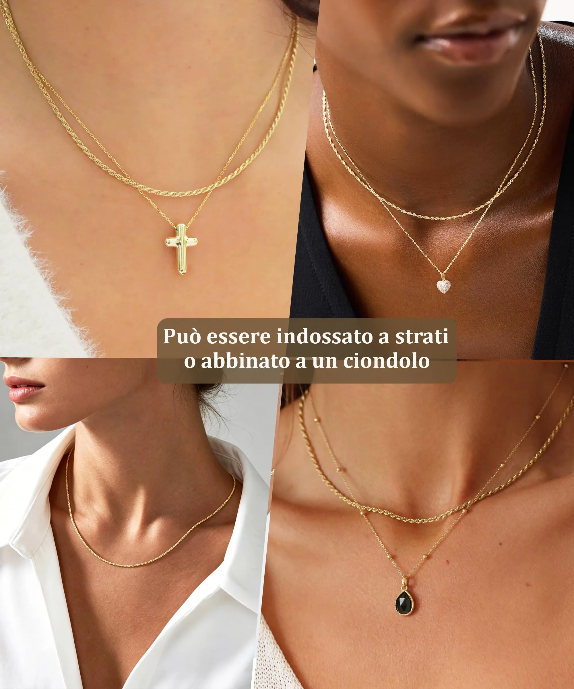 Catenina Donna Oro Collana Oro Acciaio Senza Ciondolo Catena Gold Chain - immagine 3