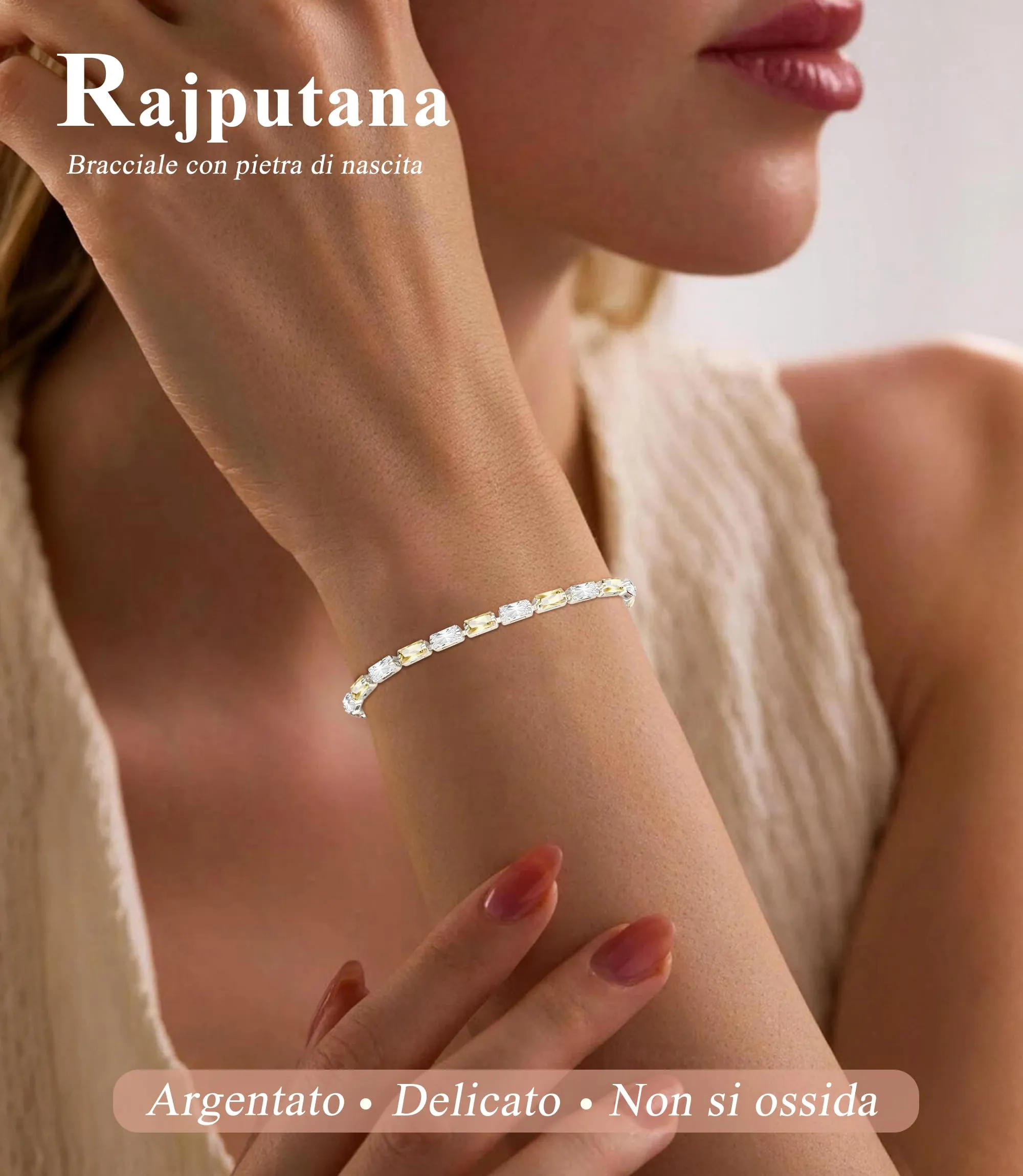 Rajputana Bracciale Da Donna In Argento Sterling 925 Bracciale Tennis Jewellery Regalo Di Compleanno Natale Per Lei Donne Silver Bracelet Fidanzate - immagine 3
