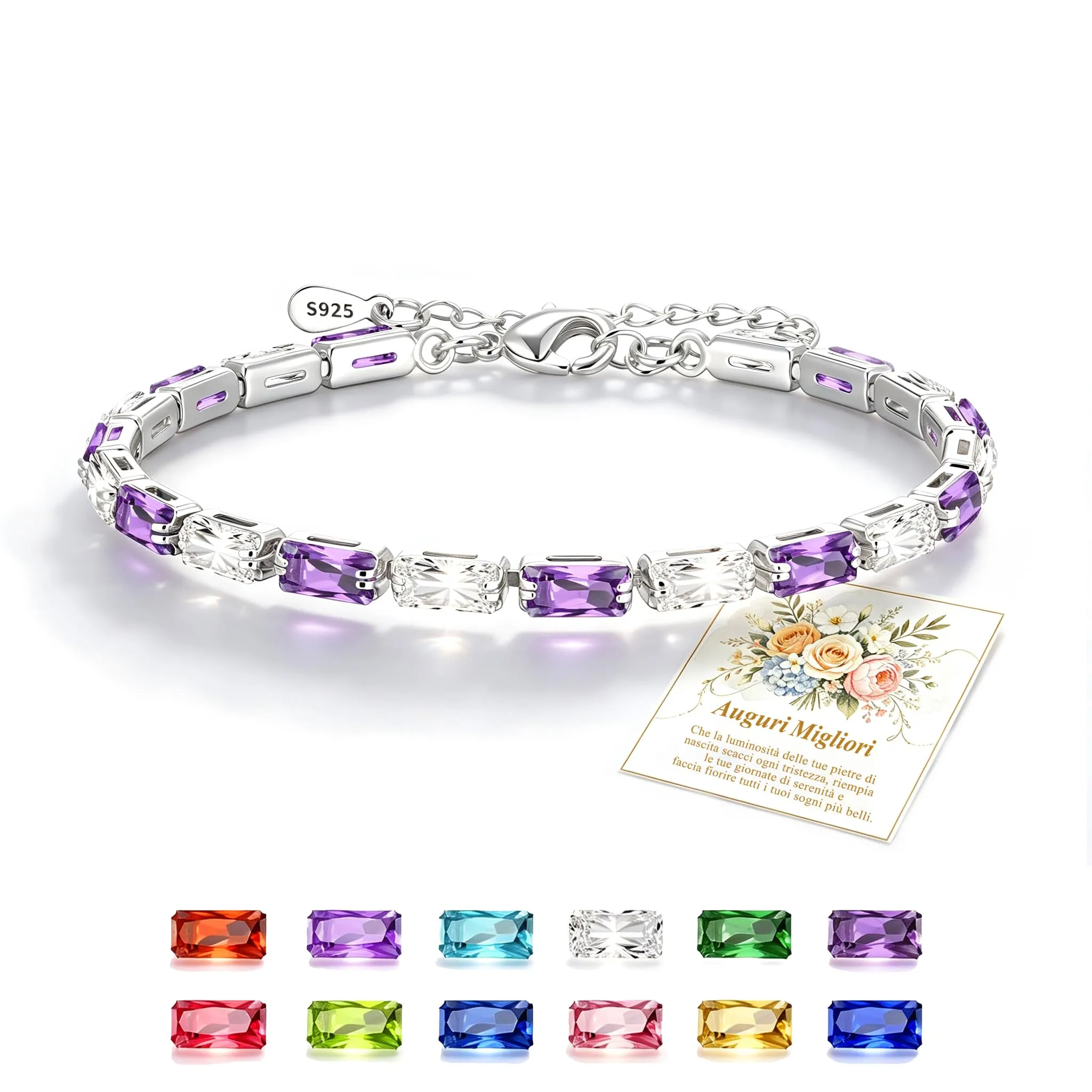 Rajputana Bracciale Da Donna In Argento Sterling 925 Bracciale Tennis Jewellery Regalo Di Compleanno Natale Per Lei Donne Silver Bracelet Fidanzate - immagine 1