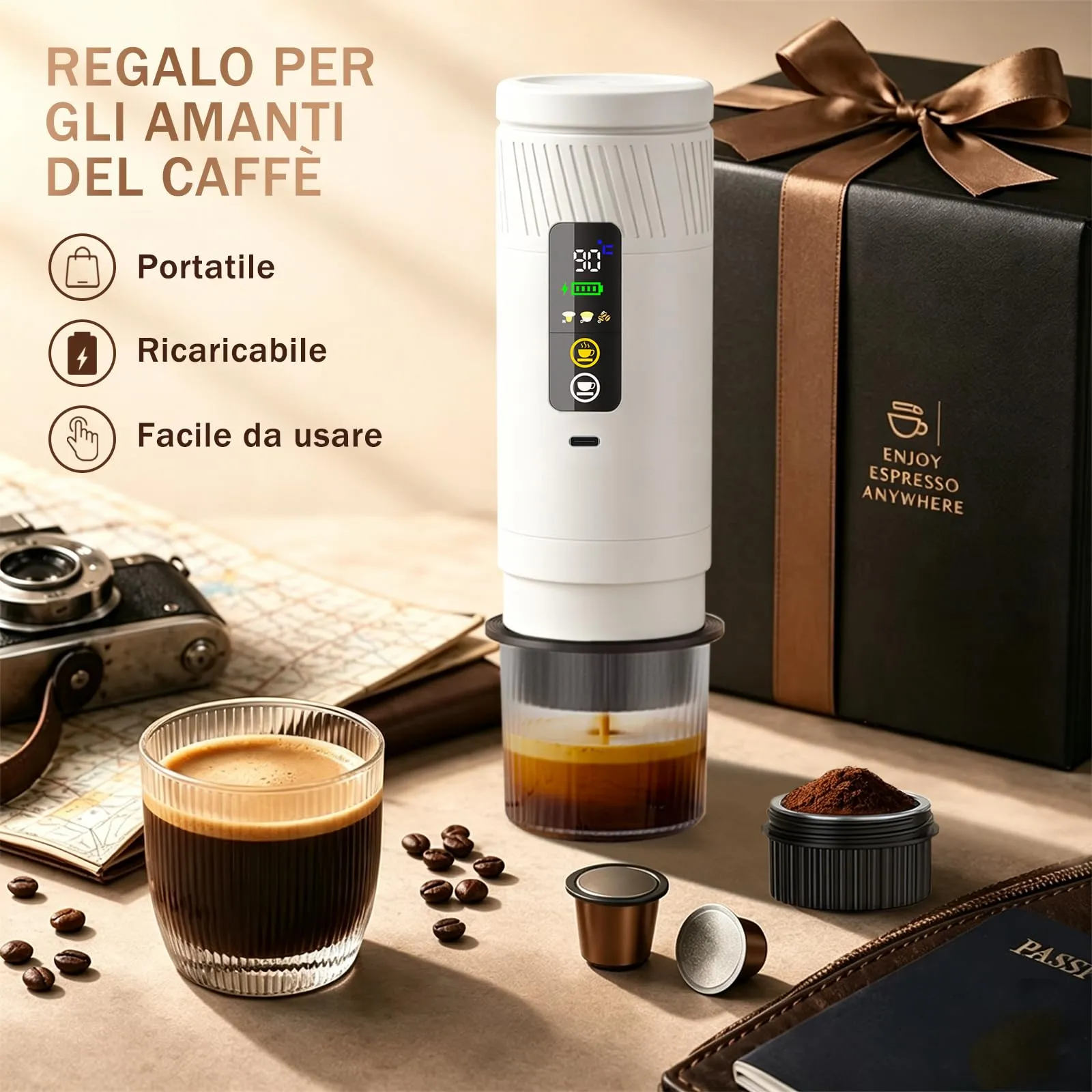 Macchina per caffè espresso portatile, per il campeggio,per Camper,ufficio - immagine 2