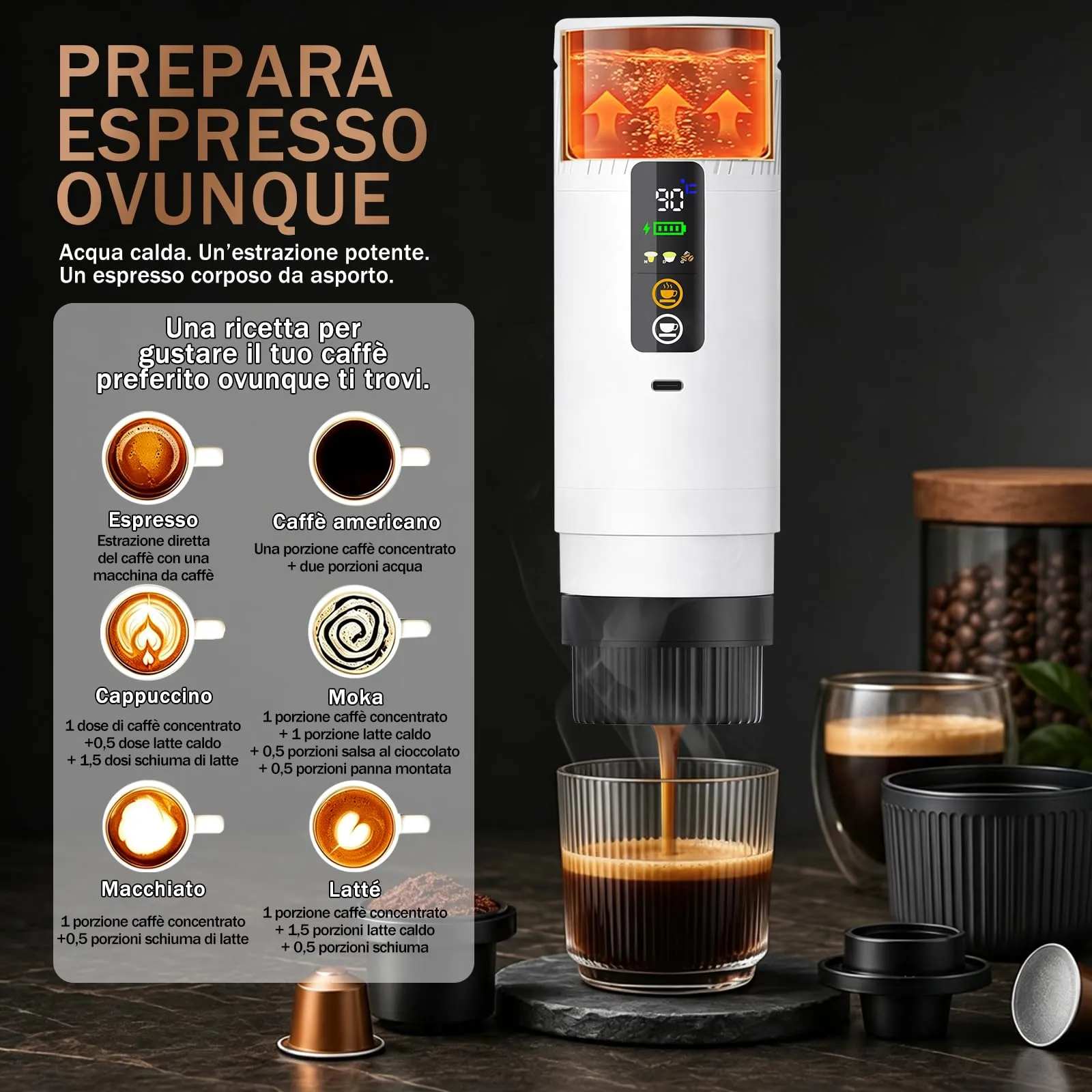 Macchina per caffè espresso portatile, per il campeggio,per Camper,ufficio - immagine 4