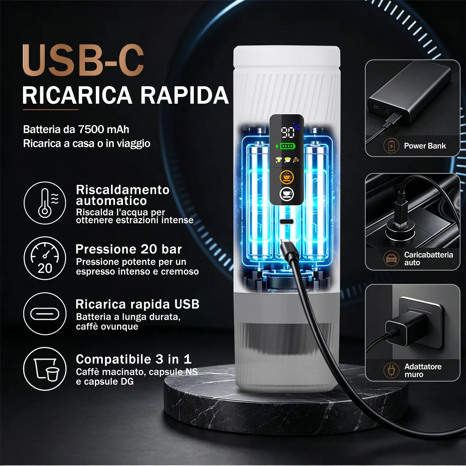 Macchina per caffè espresso portatile, per il campeggio,per Camper,ufficio - immagine 5