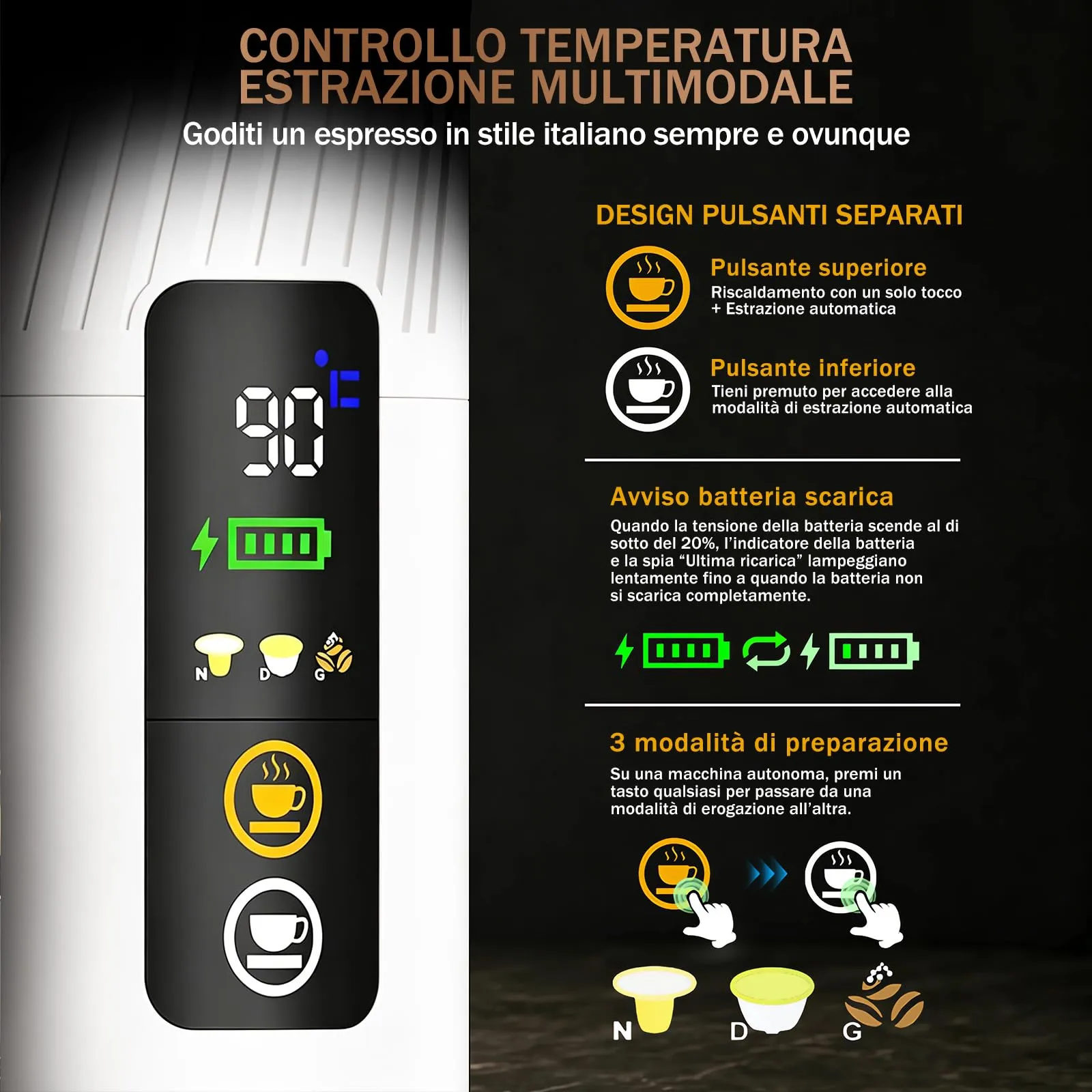 Macchina per caffè espresso portatile, per il campeggio,per Camper,ufficio - immagine 6