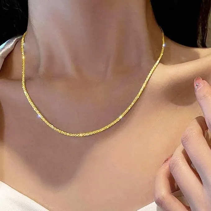 Catenina Donna Oro Collana Oro Acciaio Senza Ciondolo Catena Gold Chain - immagine 2