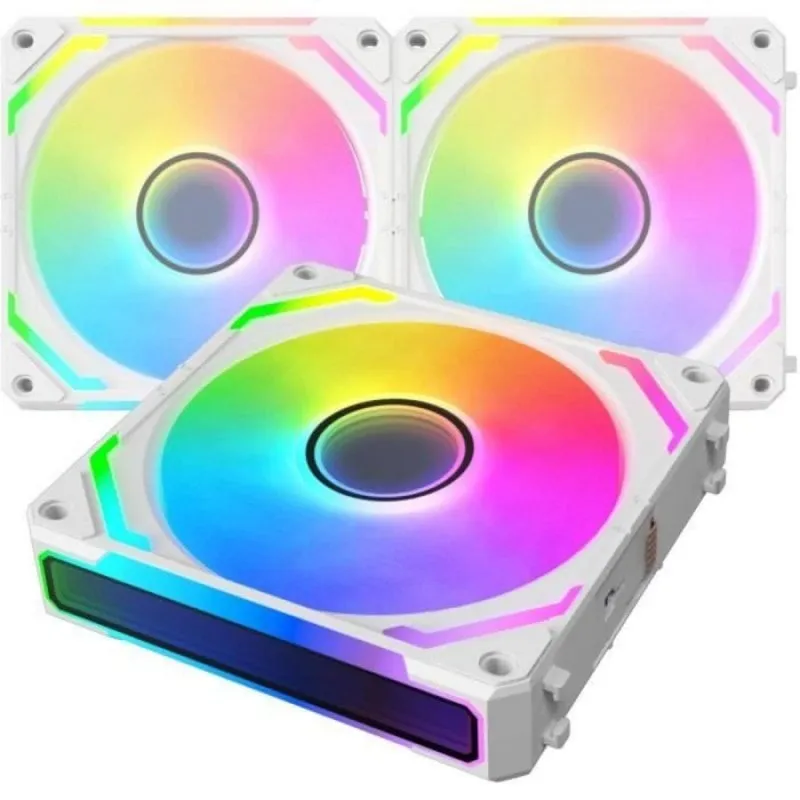 Ventilatore supplementare 3x120mm ARGB 2000RPM bianco con Hub e cavi modulari - immagine 1