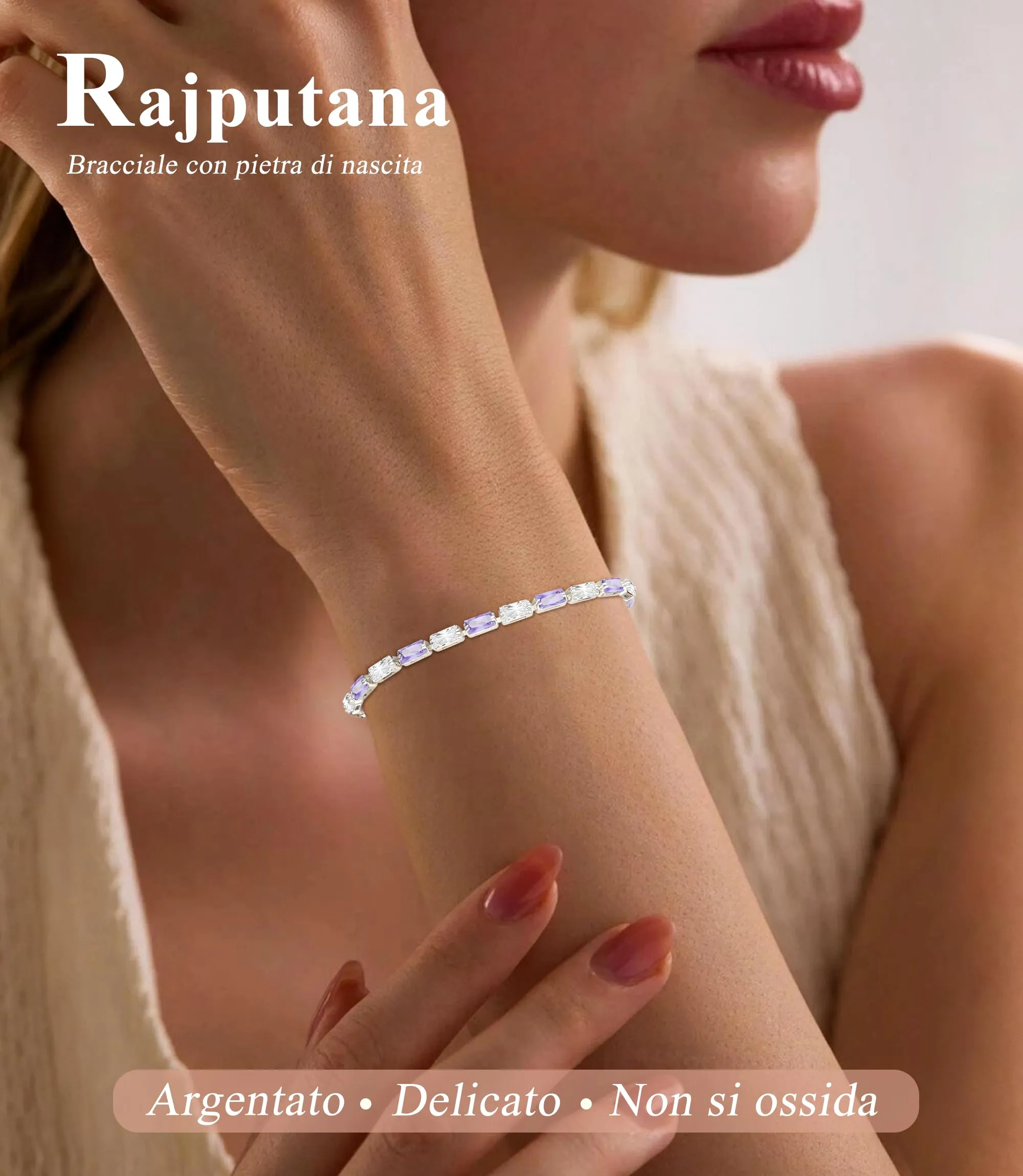 Rajputana Bracciale Da Donna In Argento Sterling 925 Bracciale Tennis Jewellery Regalo Di Compleanno Natale Per Lei Donne Silver Bracelet Fidanzate - immagine 3