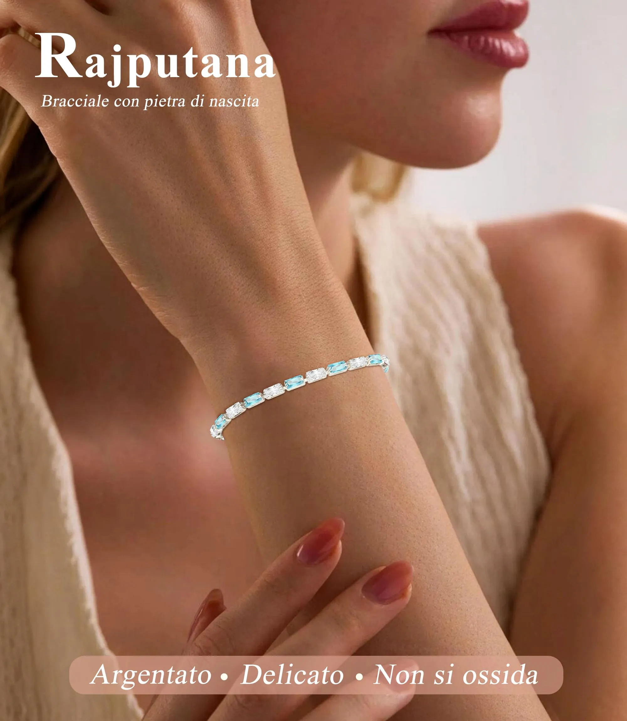 Rajputana Bracciale Da Donna In Argento Sterling 925 Bracciale Tennis Jewellery Regalo Di Compleanno Natale Per Lei Donne Silver Bracelet Fidanzate - immagine 3