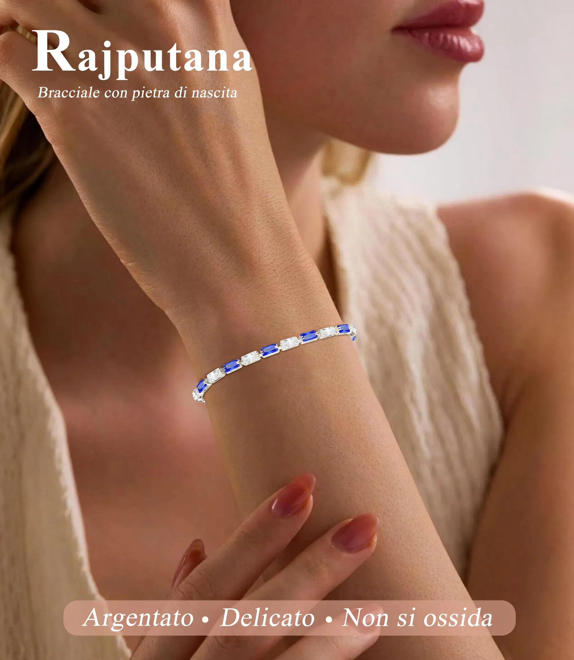 Rajputana Bracciale Da Donna In Argento Sterling 925 Bracciale Tennis Jewellery Regalo Di Compleanno Natale Per Lei Donne Silver Bracelet Fidanzate - immagine 3