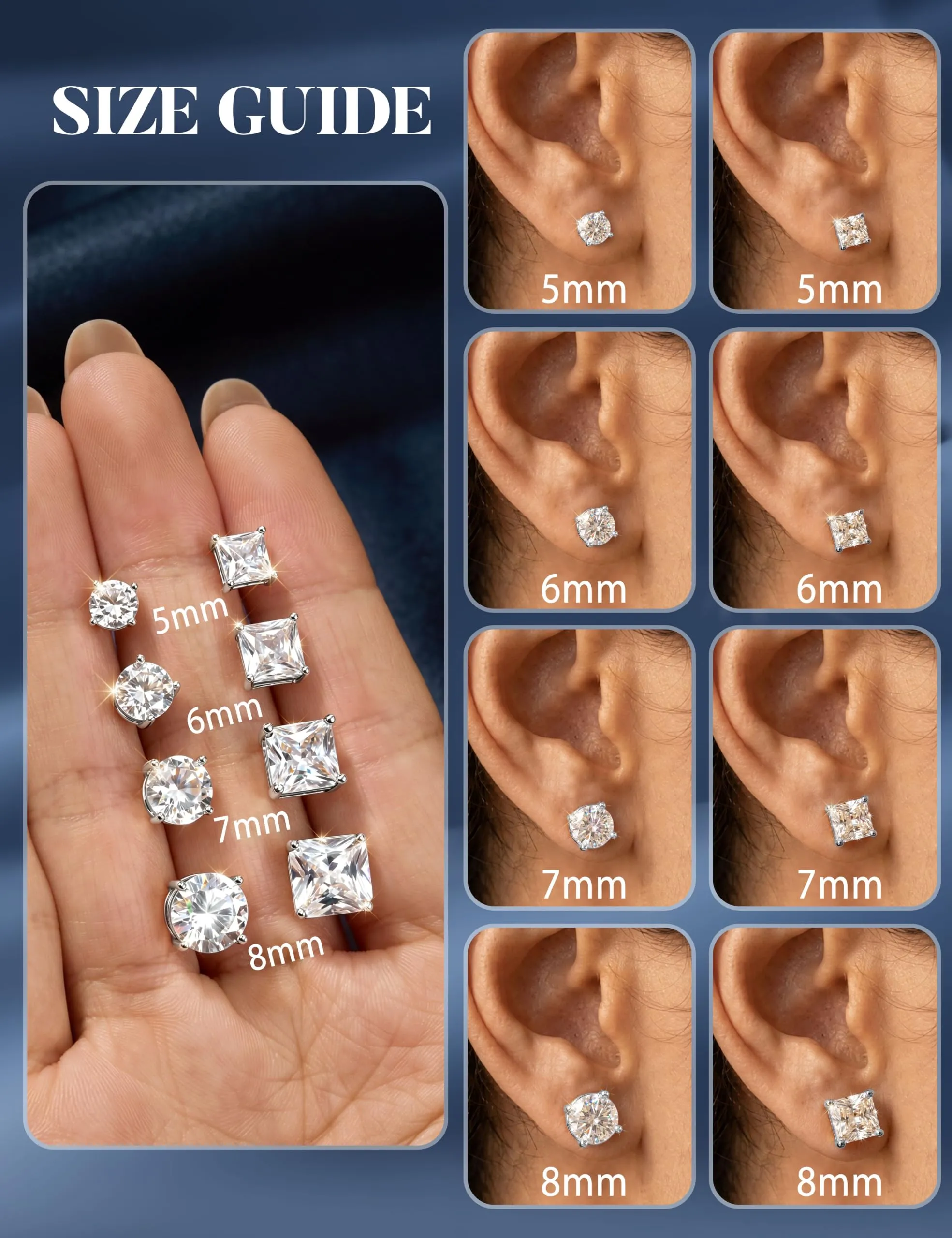 DOCHAIS Set Orecchini Argento 925 Donna Uomo Anallergici Zirconia Cubica - immagine 6