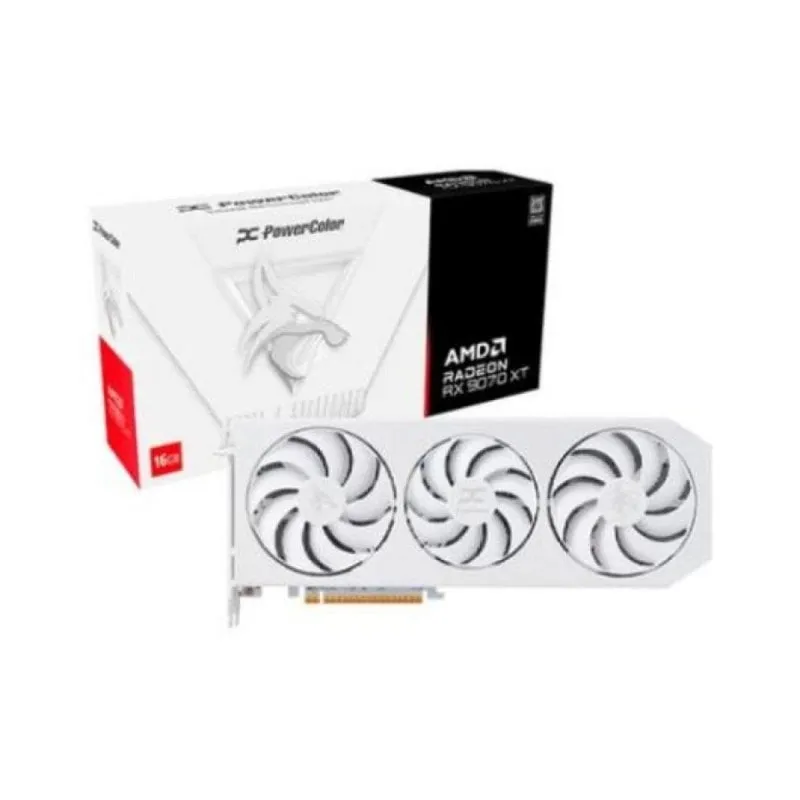 Scheda Grafica PowerColor Radeon RX 9070 XT Hellhound White OC 16GB GDDR6 PCIe 5.0 - immagine 1