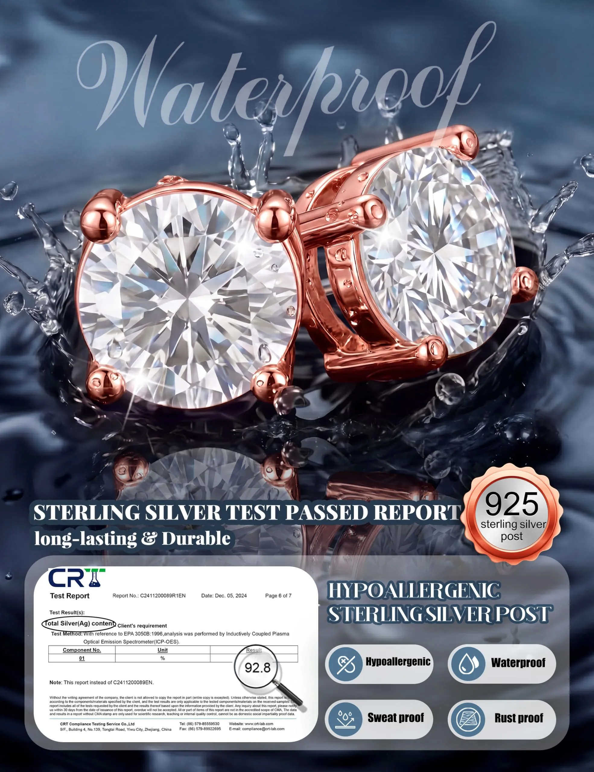DOCHAIS Set Orecchini Argento 925 Donna Uomo Anallergici Zirconia Cubica - immagine 5
