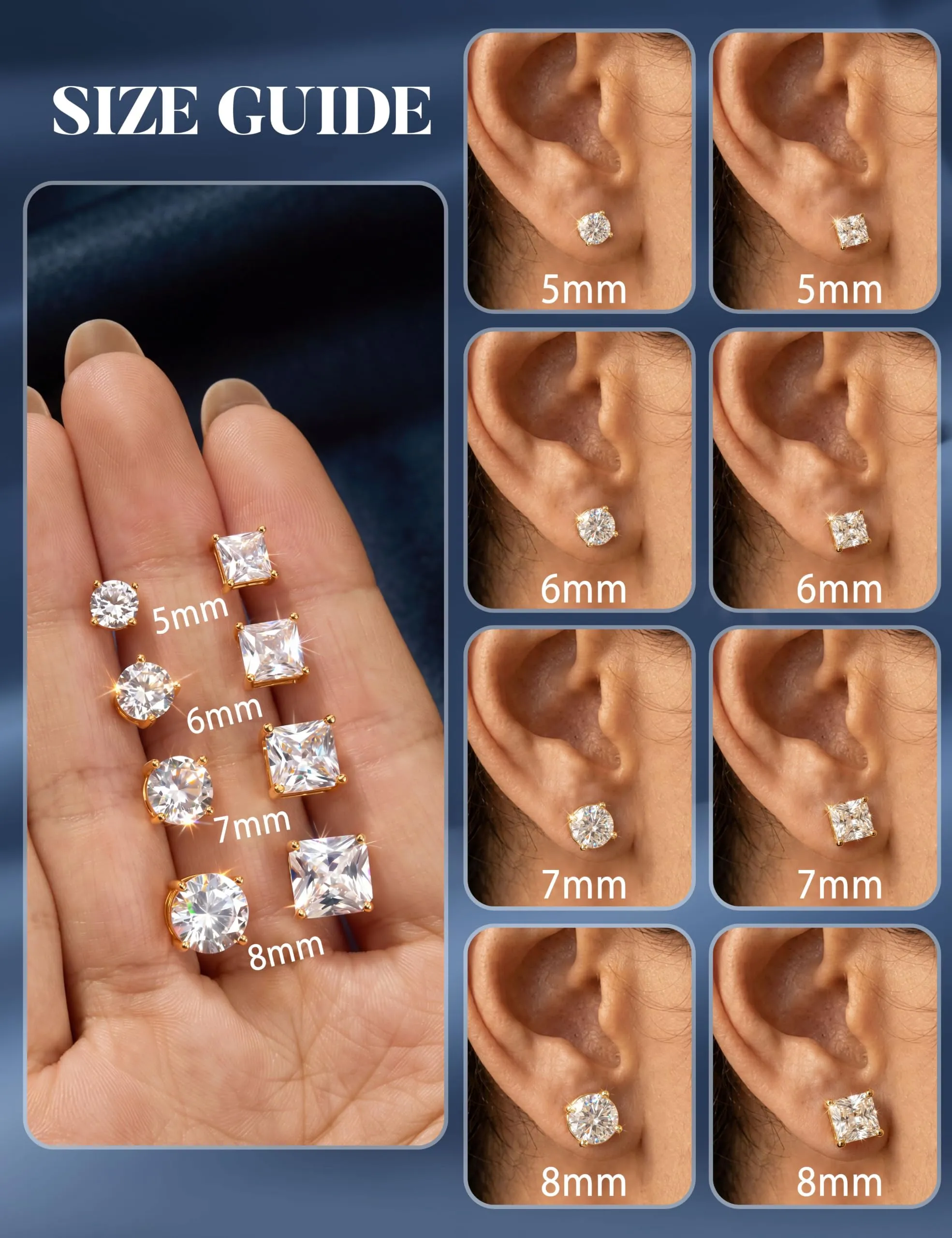 DOCHAIS Set Orecchini Argento 925 Donna Uomo Anallergici Zirconia Cubica - immagine 6