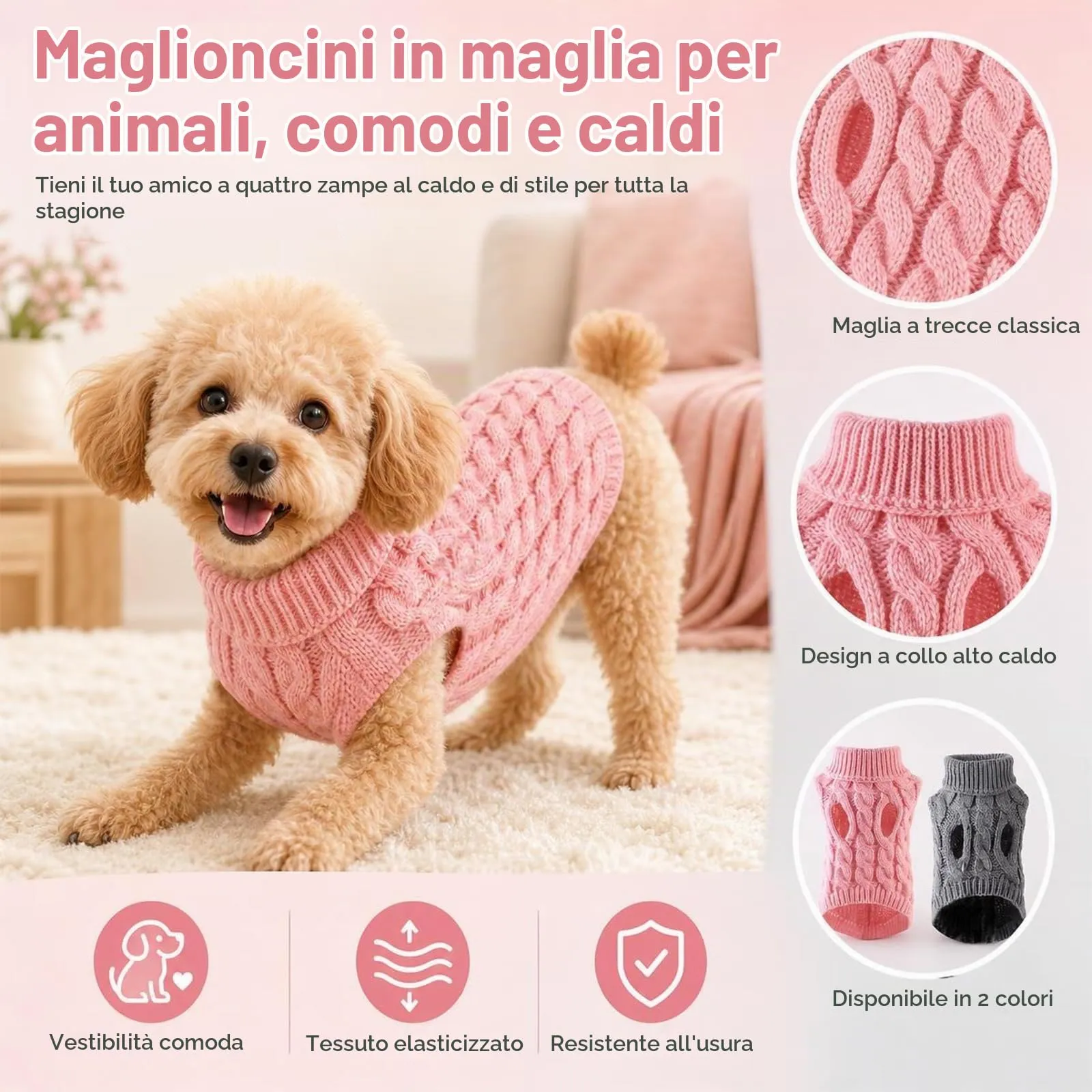2 Pezzi Maglioncino per Cani Calore Invernale Maglione Cane Elasticità - immagine 3