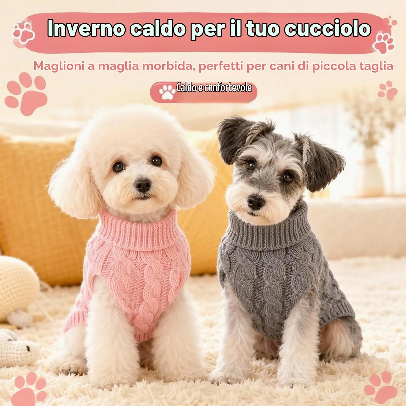 2 Pezzi Maglioncino per Cani Calore Invernale Maglione Cane Elasticità - immagine 4
