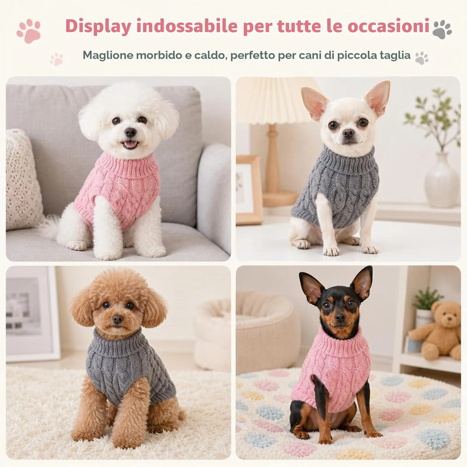 2 Pezzi Maglioncino per Cani Calore Invernale Maglione Cane Elasticità - immagine 6