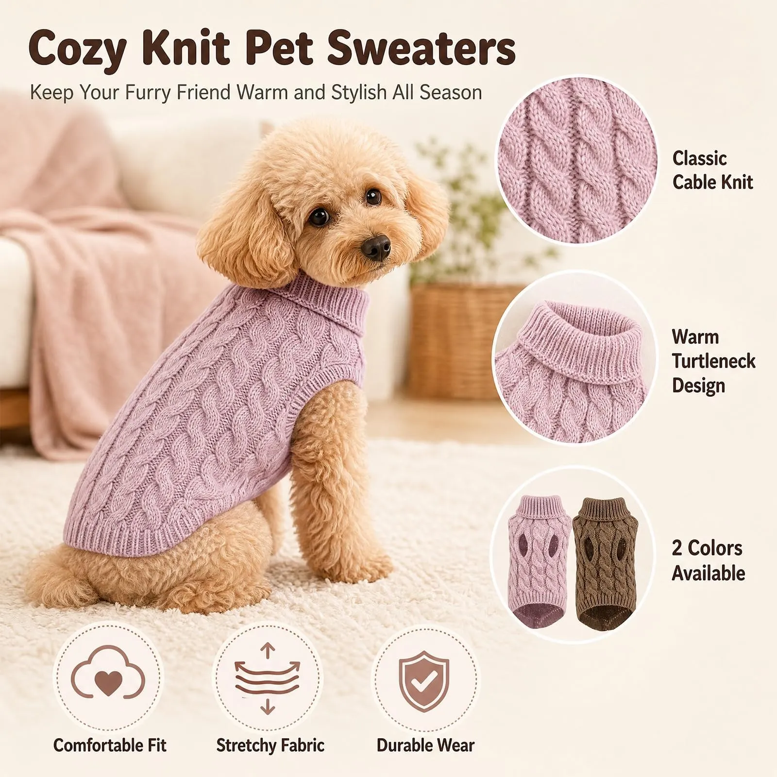 2 Pièces Pull pour Chien Chaleur Hivernale Pull Chien Moyen Élasticité - immagine 3