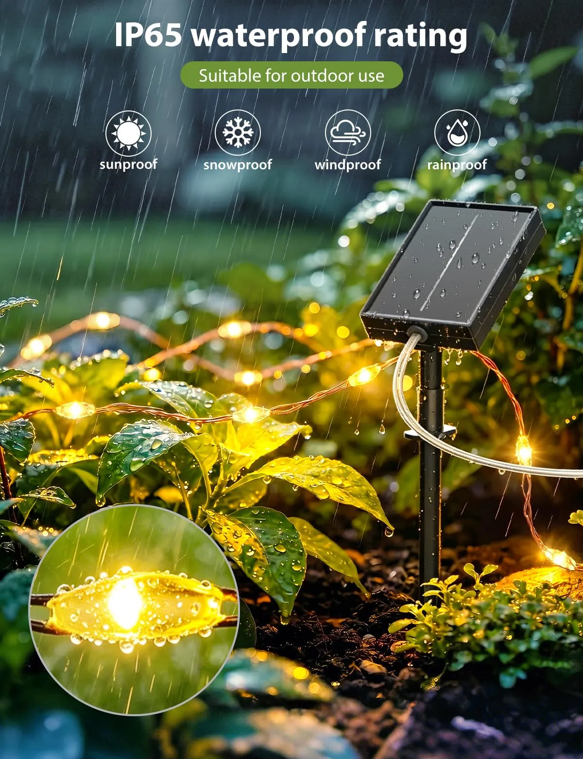Luci Solari Esterno, [4 Pacchi] 15+2M 150LED Catena Luminosa Esterno Solare - immagine 3
