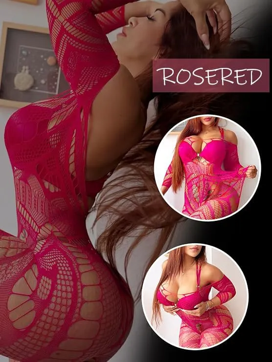 Buitifo Donna Calze Lingerie Bodystocking, rosa rosso dzj, Taglia unica - immagine 5