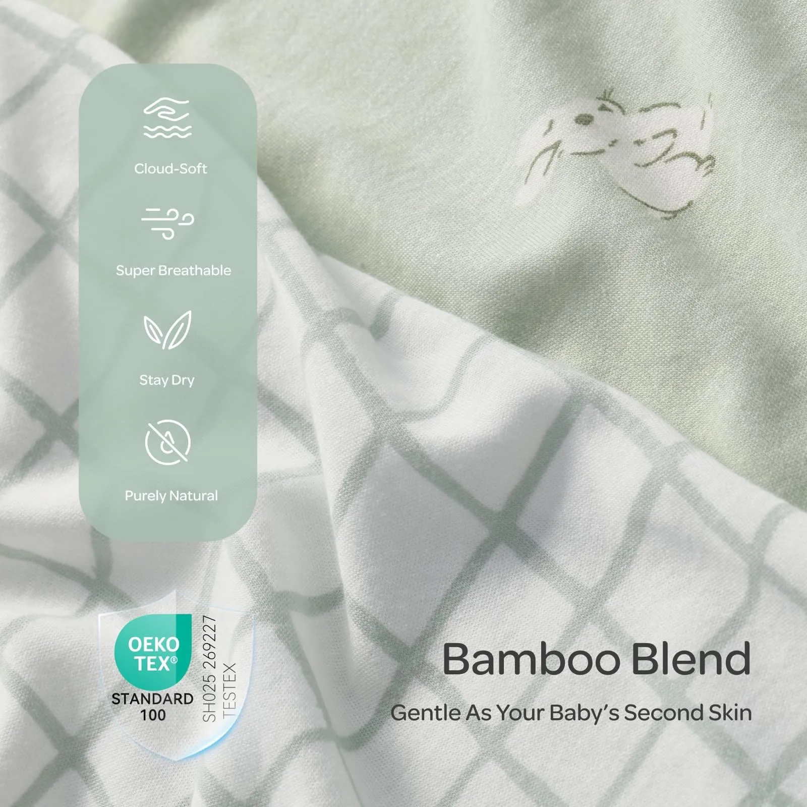 momcozy Swaddle Neonato 0-3 Mesi Sacco Nanna Bambù 2 Pezzi Verde Salvia - immagine 5