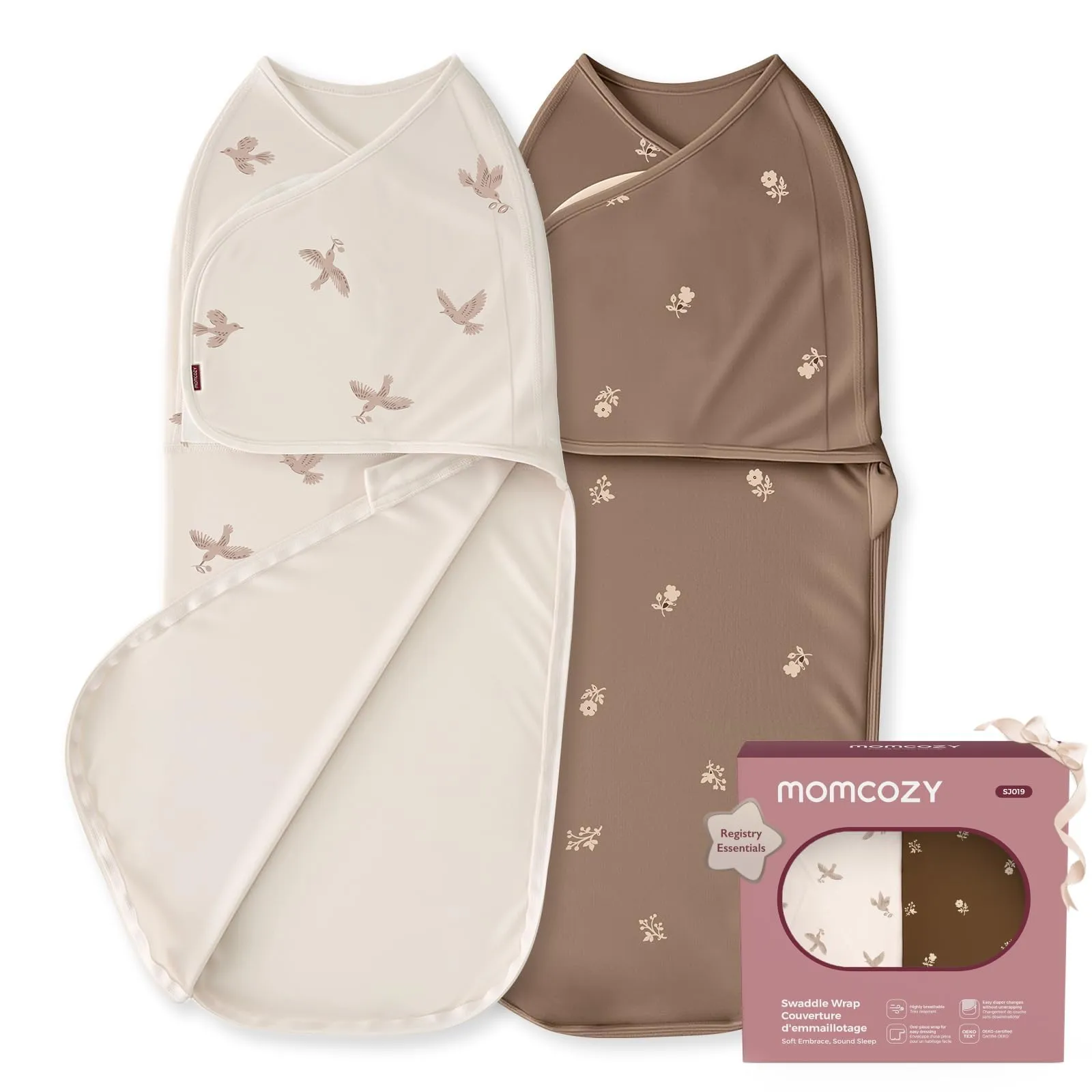 momcozy Swaddle Neonato 0-3 Mesi Sacco Nanna Bambù 2 Pezzi - immagine 1