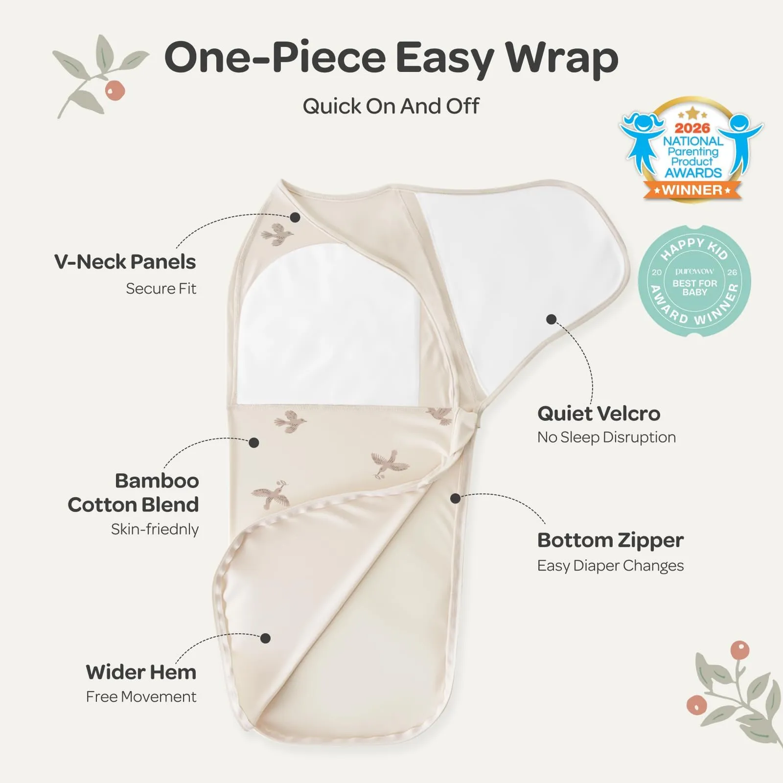 momcozy Swaddle Neonato 0-3 Mesi Sacco Nanna Bambù 2 Pezzi - immagine 3