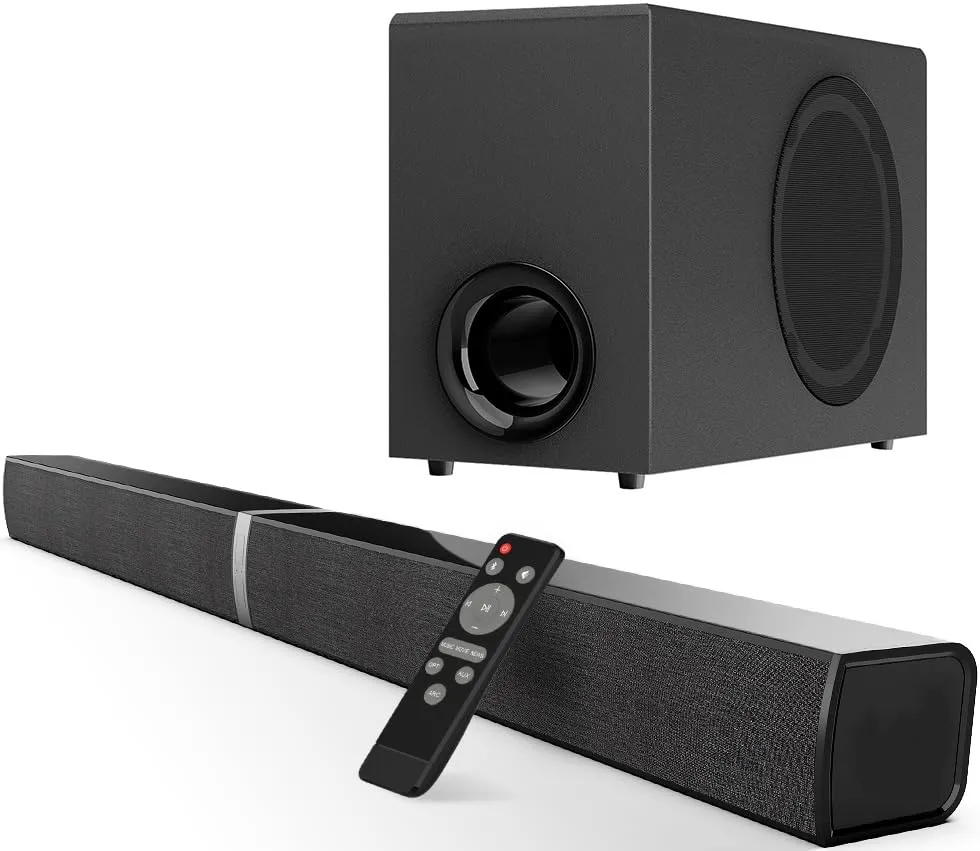 HoYLluDLL 120 W Soundbar per TV con subwoofer, 2-in-1 Split, 2026 Nuovo 2.1CH Audio Surround, 3 EQ Modalità, & Deep Bass & Voice MX, 5,9″ Wired Subwoofer, Bluetooth 5.3/ARC/Ottico/AUX, Nero - immagine 1