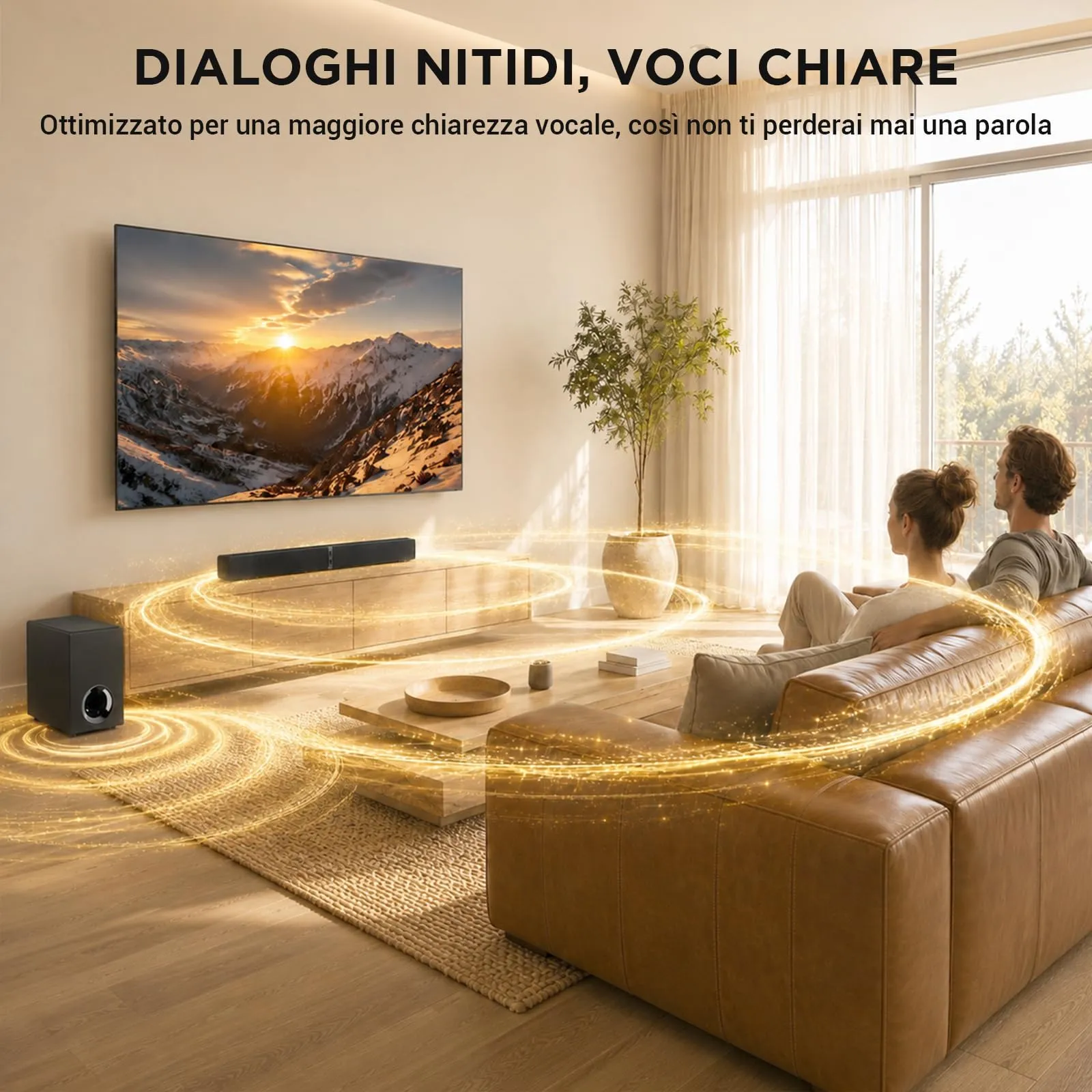 HoYLluDLL 120 W Soundbar per TV con subwoofer, 2-in-1 Split, 2026 Nuovo 2.1CH Audio Surround, 3 EQ Modalità, & Deep Bass & Voice MX, 5,9″ Wired Subwoofer, Bluetooth 5.3/ARC/Ottico/AUX, Nero - immagine 4