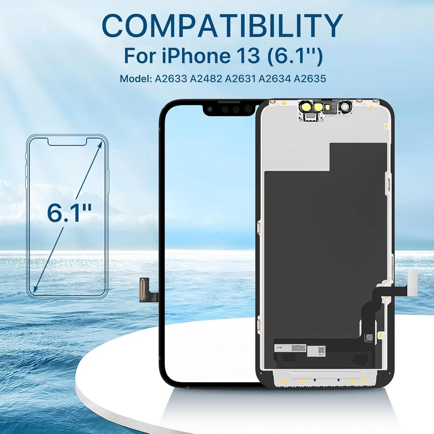 Hoonyer Set di Ricambio per iPhone 13 Display, LCD Schermo 3D Touch con Cornice e digitalizzatore, con Strumento di Riparazione, - immagine 2