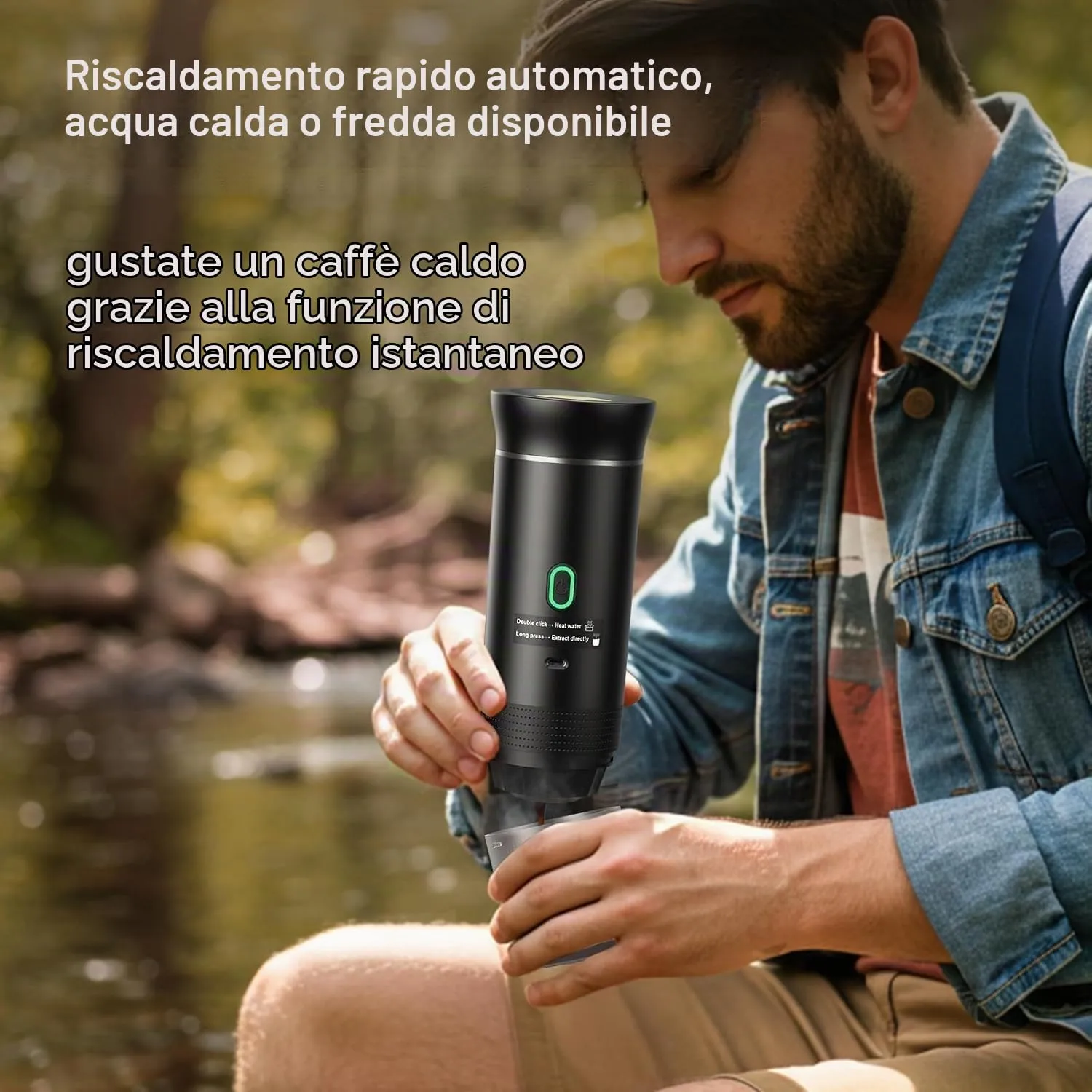 Macchina da Caffè Espresso Elettrica Portatile, Macchina Caffe Portatile 3 In 1 Macchina Caffe, 5 Minuti Auto-Riscaldamento, con USB-C, Compatibile con Piccole Capsule, Grandi Capsule, Caffe Macinato - immagine 2