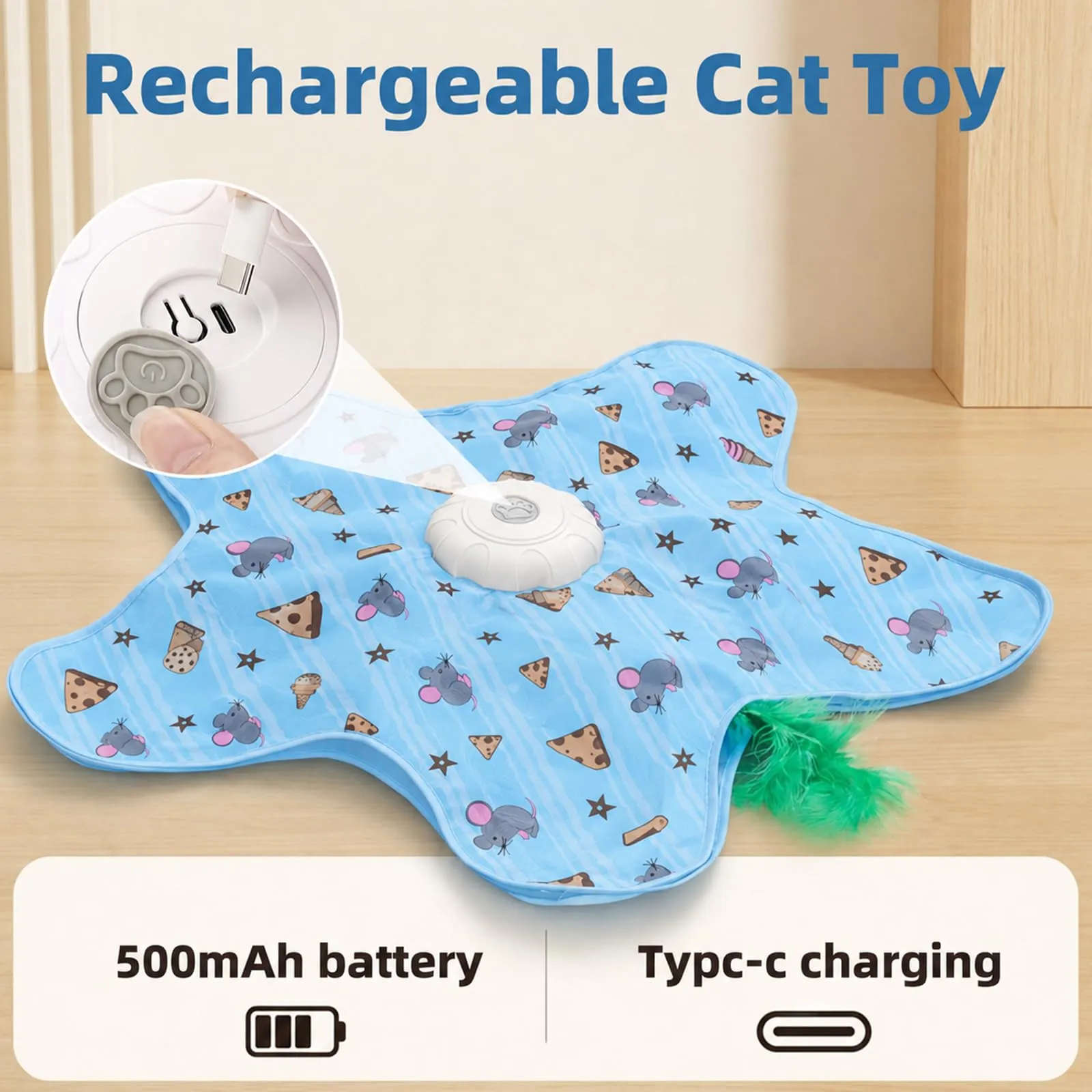 Giochi Interattivi per Gatti, Gioco Gatto Ricaricabile via Usb con Canto Degli Uccellini, Giochi per Gatti Elettrico con 3 Modalità, Gioco Interattivo Gatto pe Gattini e Gatti Adult,Modello topo - immagine 2