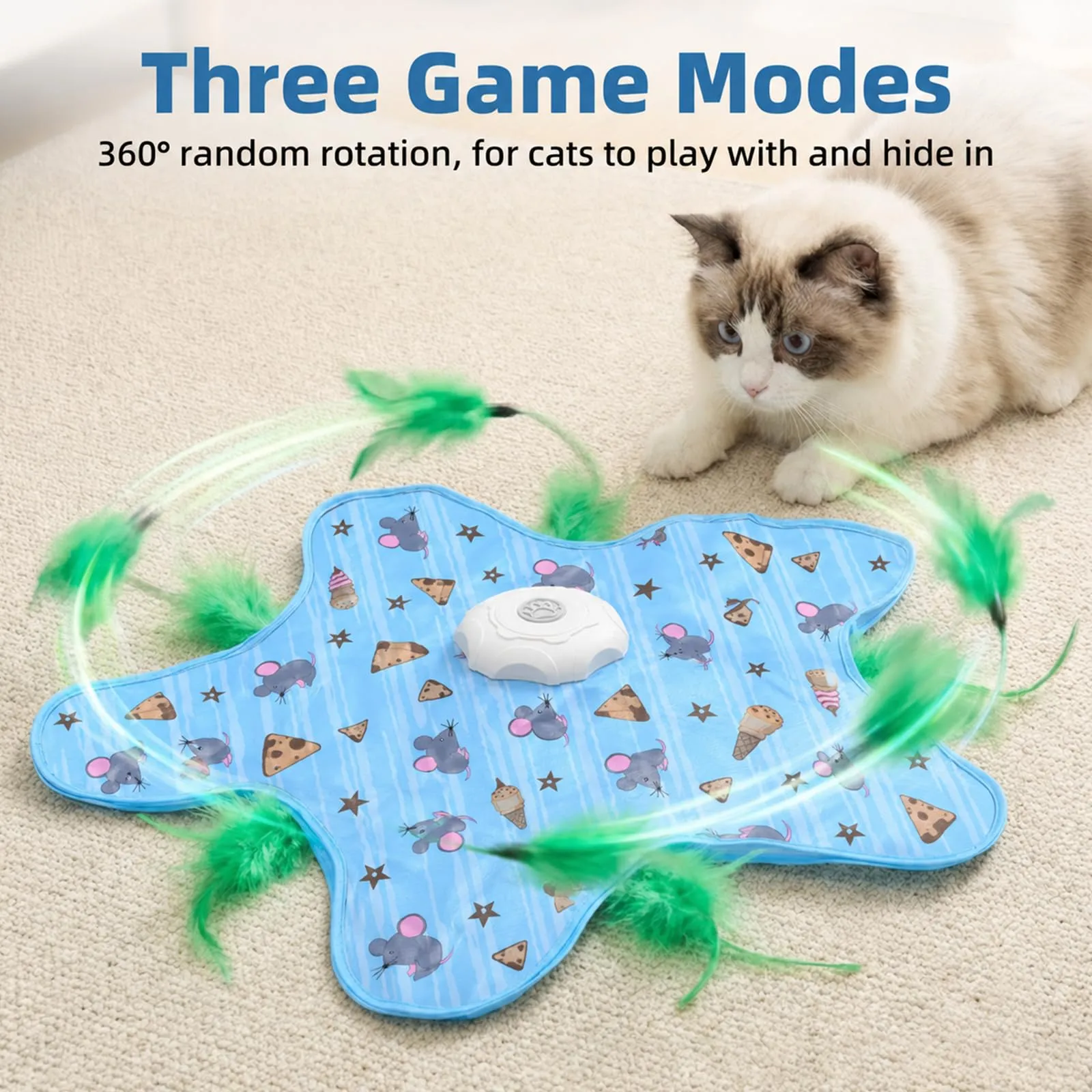 Giochi Interattivi per Gatti, Gioco Gatto Ricaricabile via Usb con Canto Degli Uccellini, Giochi per Gatti Elettrico con 3 Modalità, Gioco Interattivo Gatto pe Gattini e Gatti Adult,Modello topo - immagine 4
