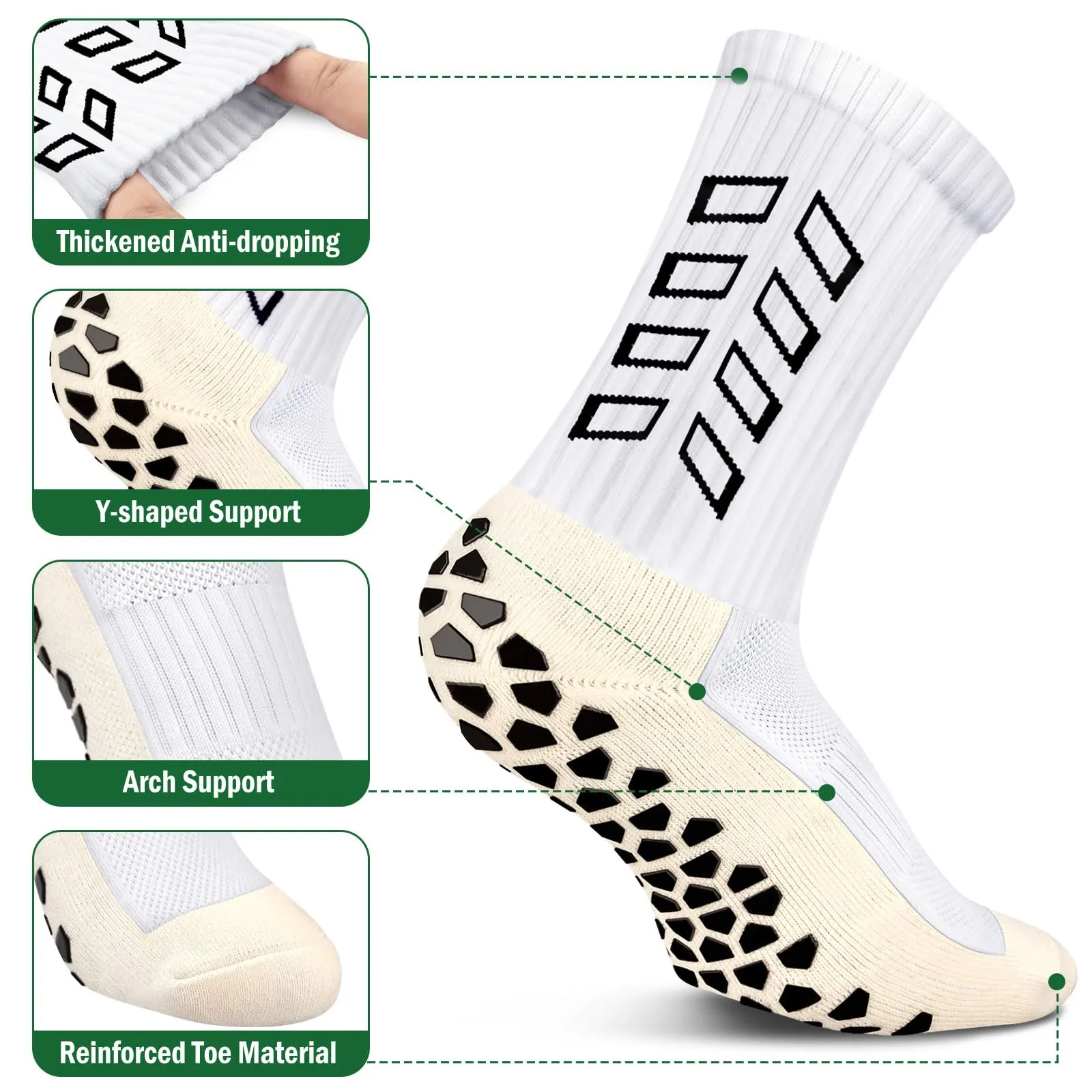 Calze Antiscivolo Calcio Uomo 37-45 Calzini Grip Socks per Football Running - immagine 3