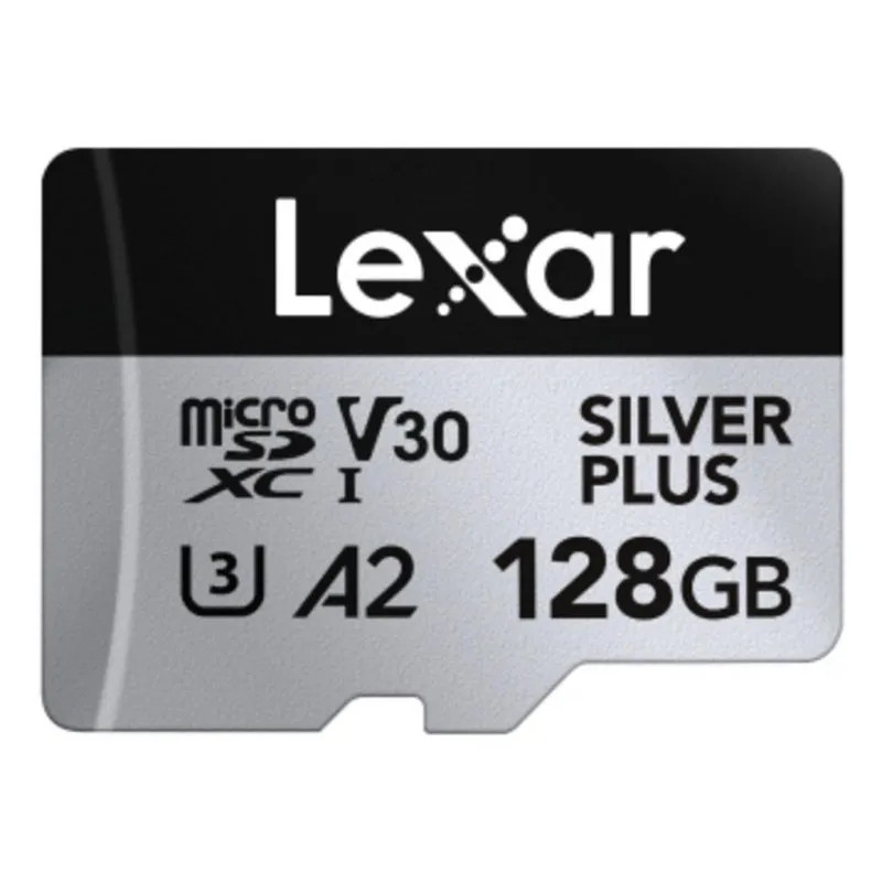 MicroSDXC Lexar Professional SILVER PLUS 128 GB UHS-I 205 MB/s 150 MB/s Class 3 V30 A2 Nero Argento - immagine 1
