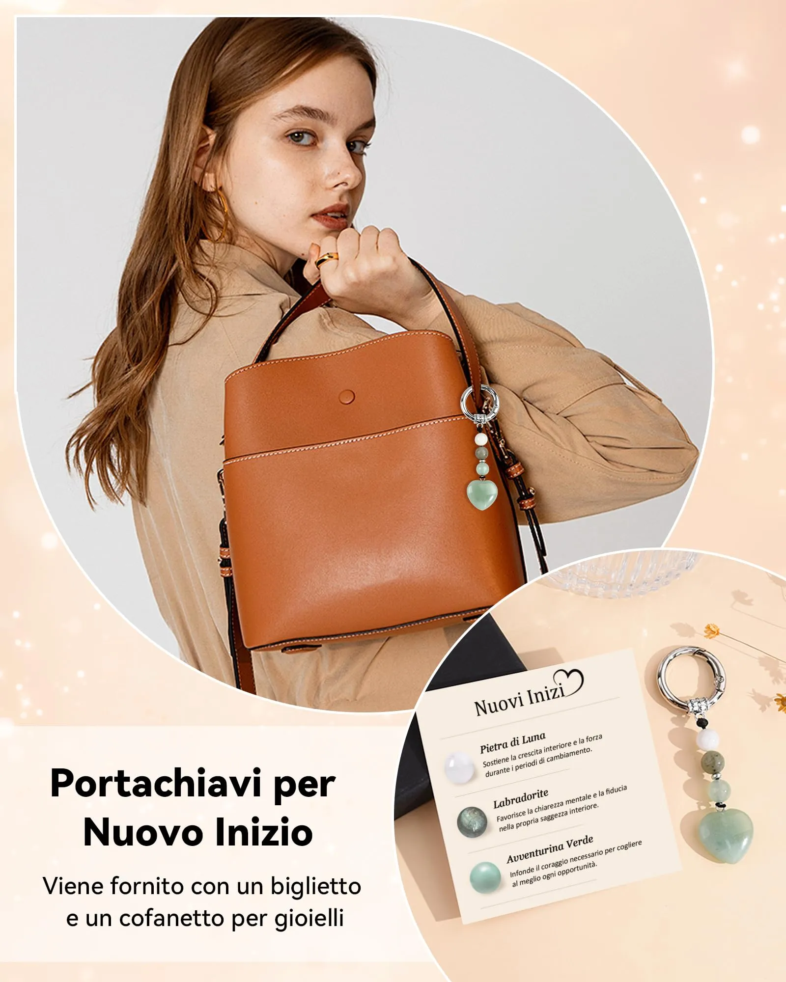 MANVEN Regalo Donna Ragazza Portachiavi Donna Compleanno Nuovi Inizi Natale - immagine 5