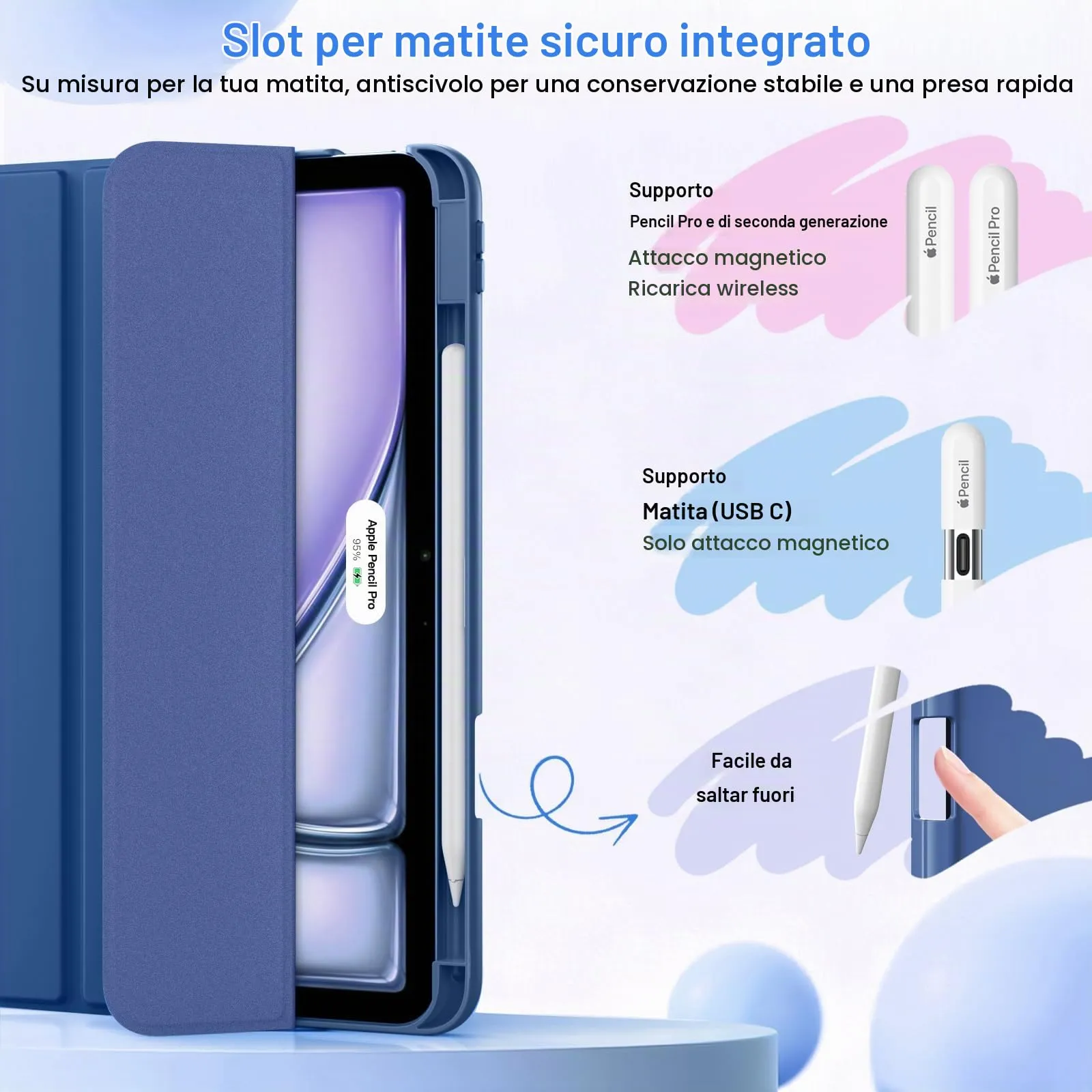 MoKo Custodia Sottile per iPad Air da 11", iPad Air 5a/4a Gen, Blu Marino - immagine 5