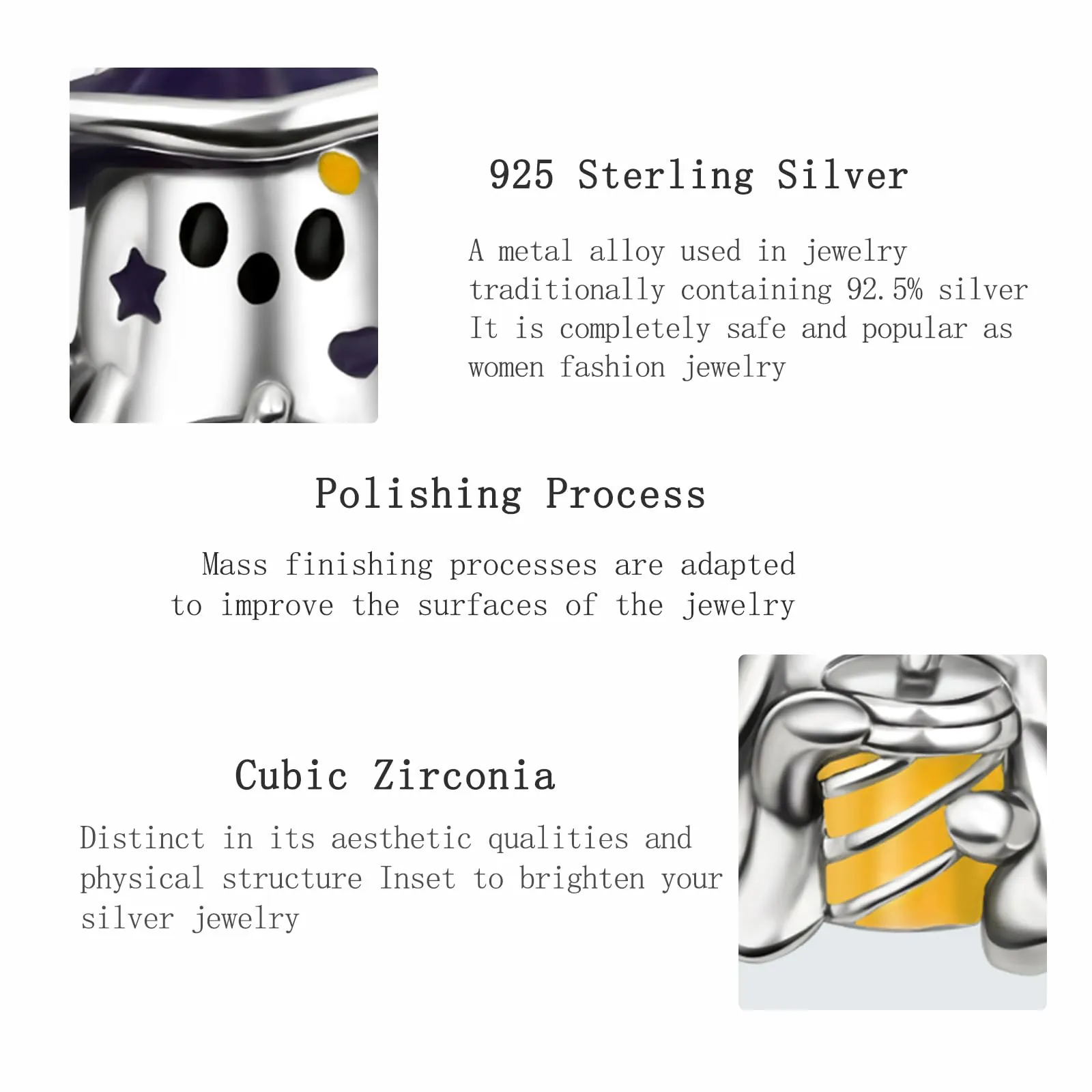 NUNUYAYA Charm in argento Sterling 925 con zirconia cubica, coniglio, rana, farfalla, auto, cuore, compatibile con braccialetti e collane europei, Taglia unica, Argento, Zirconie sintetico - immagine 4