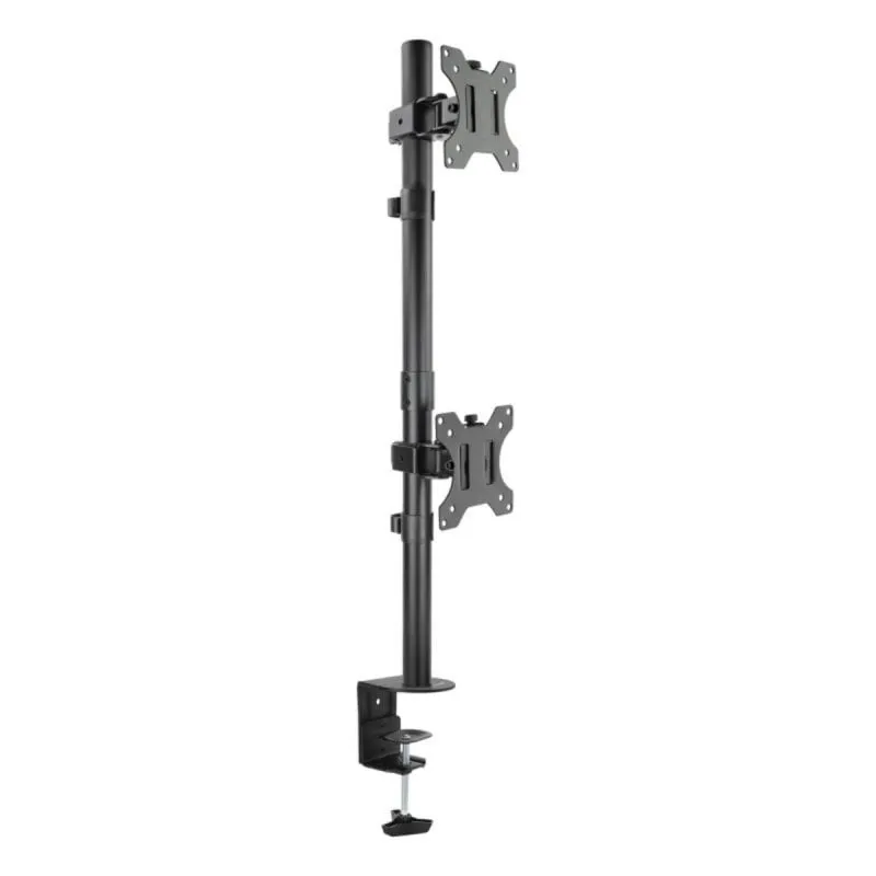 Supporto da tavolo TooQ DB1233TNV-B per 2 monitor 13-32" in acciaio nero con rotazione 360° e gestione cavi - immagine 1